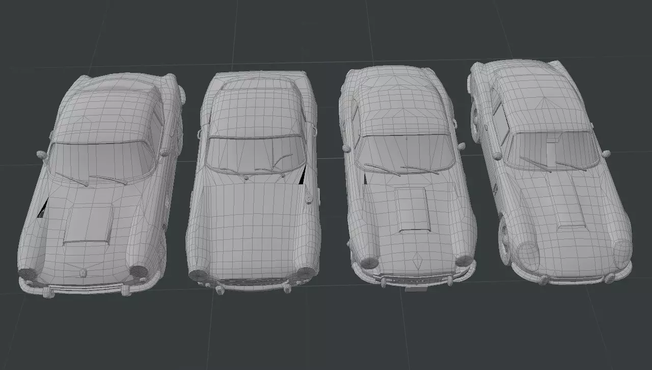 1960 Sport Car Low Poly Models 3D model