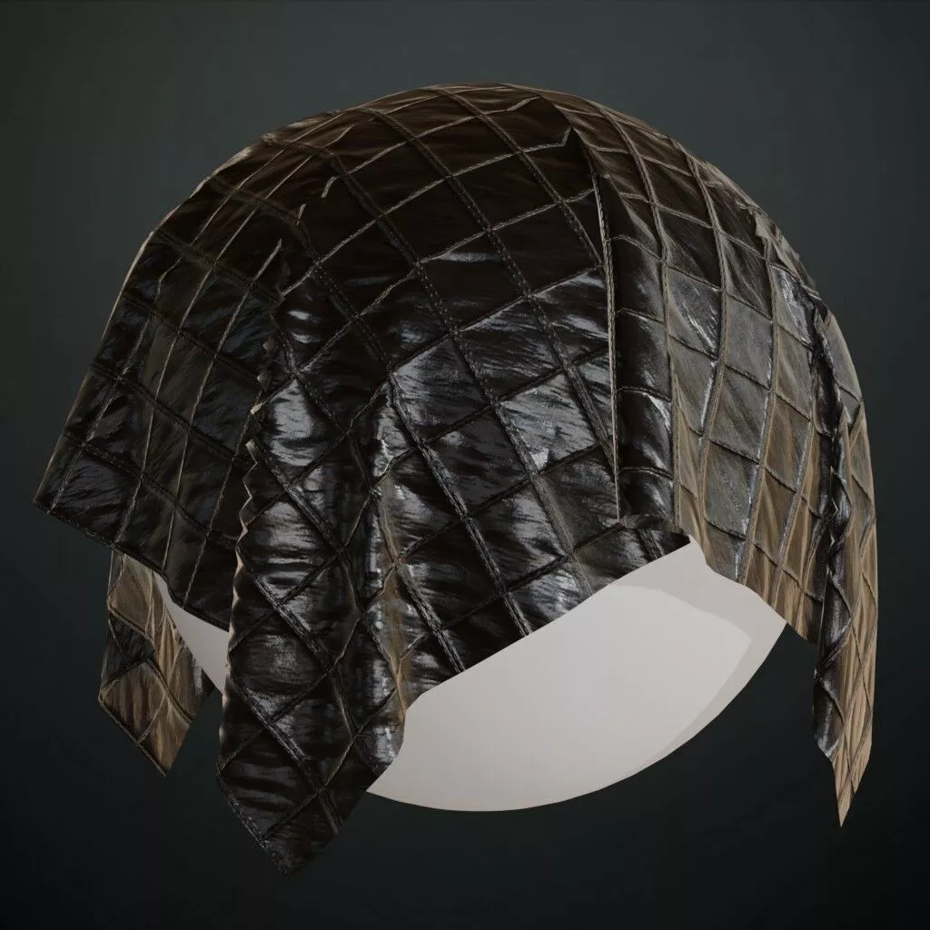 Black Leather Diamond Stitched Cloth PBR Material Seamless Texture