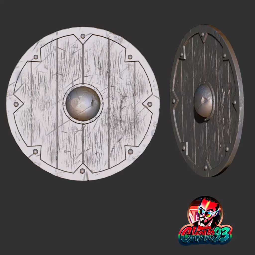 Viking Round Shield - Actual size - for 3d print 3D print model
