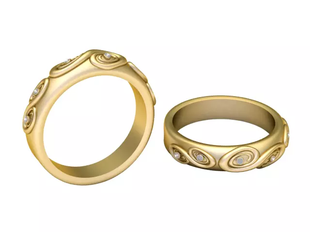 Luxury Gold Swirl Diamond Band Ring 3D print model
