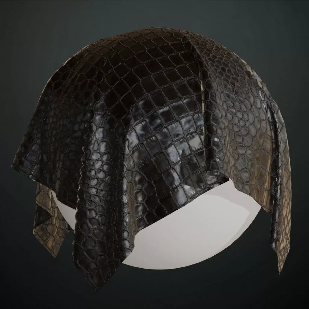 Black Leather Design Crocodile Alligator PBR Material Seamless Texture