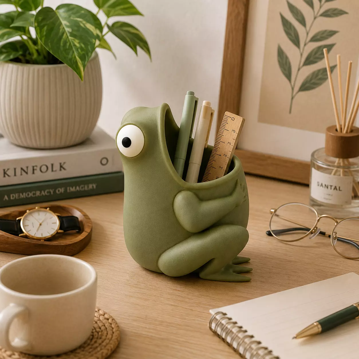 Frog Pen Holder Multicolor 3MF Bambu Lab AMS Desk Organizer 3D print model