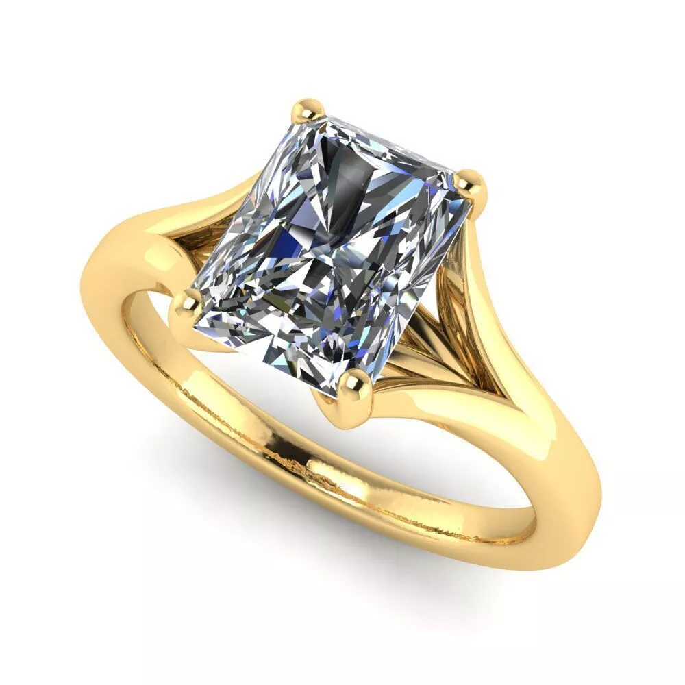 Radiant Diamond Engagement Ring Split Shank Solitaire 3D Model 3D print model