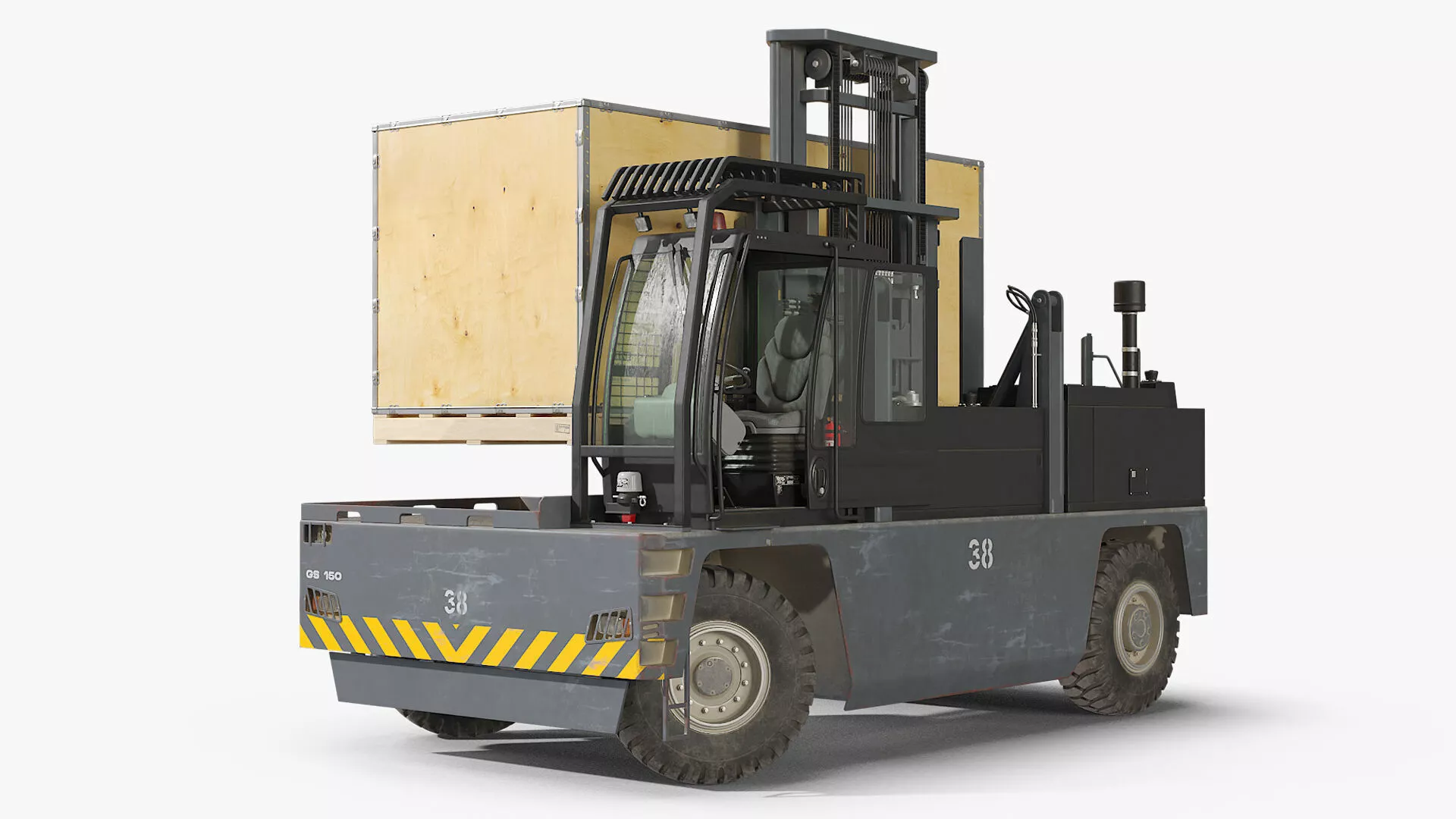Baumann GS 150 Heavy Crate Sideload Forklift Used Rigged 3D model