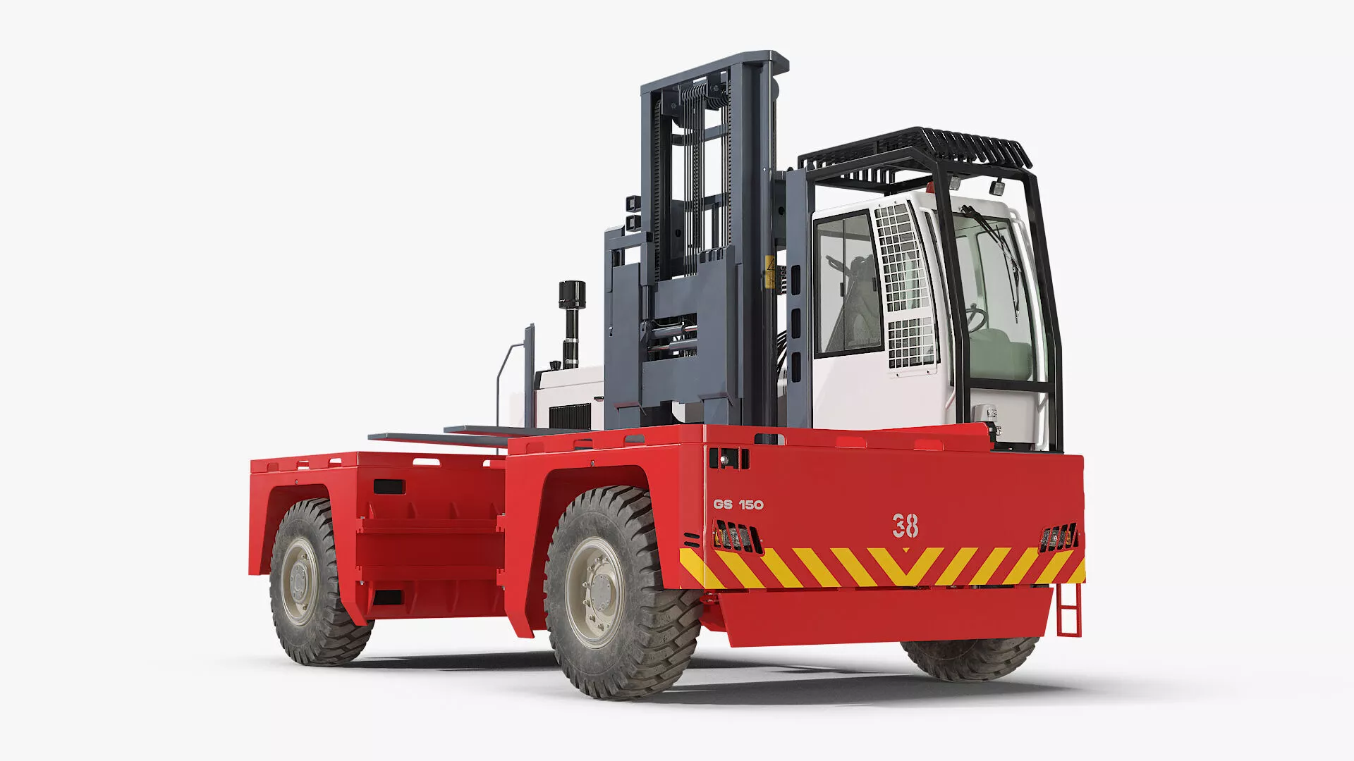 Baumann GS 150 Long Load Sideloader Truck Red White Rigged 3D model