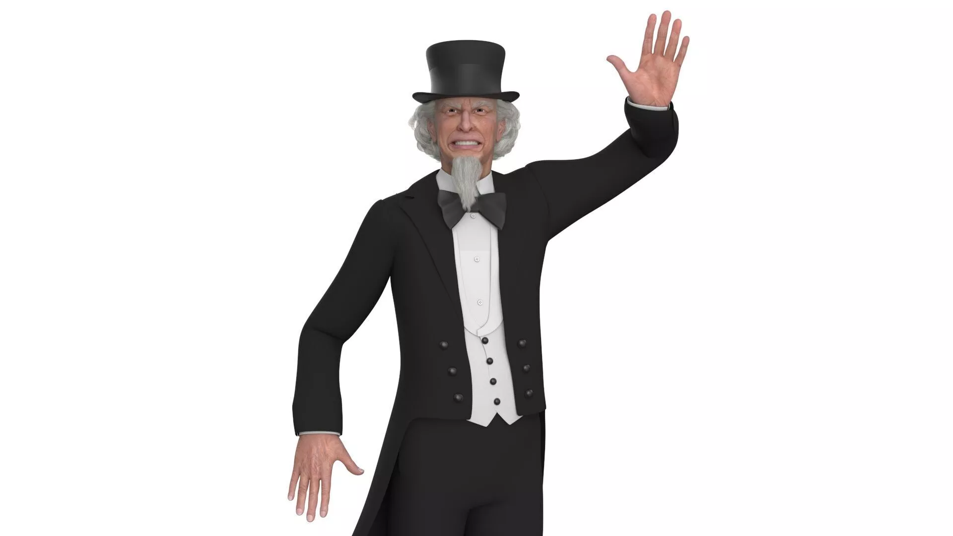 Victorian Gentleman Character in Black Tailcoat Rigged 3D model