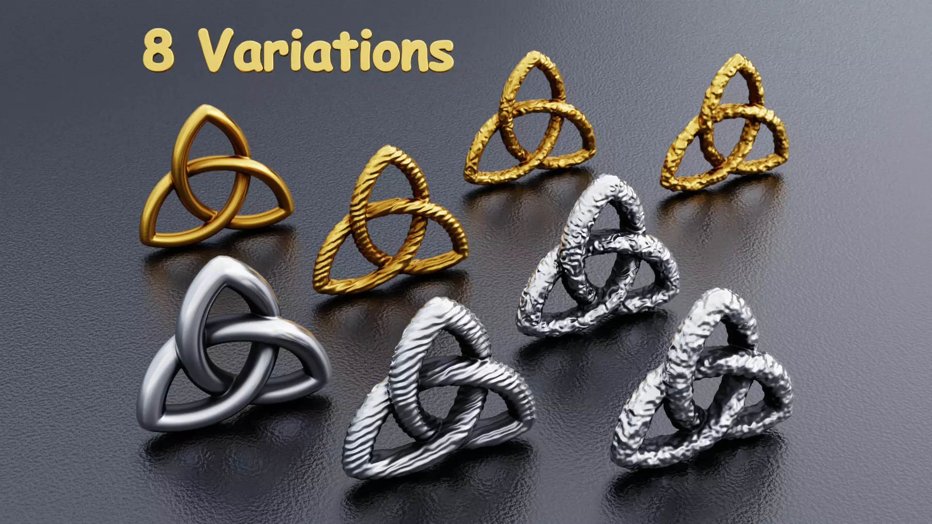 Celtic Trinity Knot Pendant - 8 Variations 3D print model