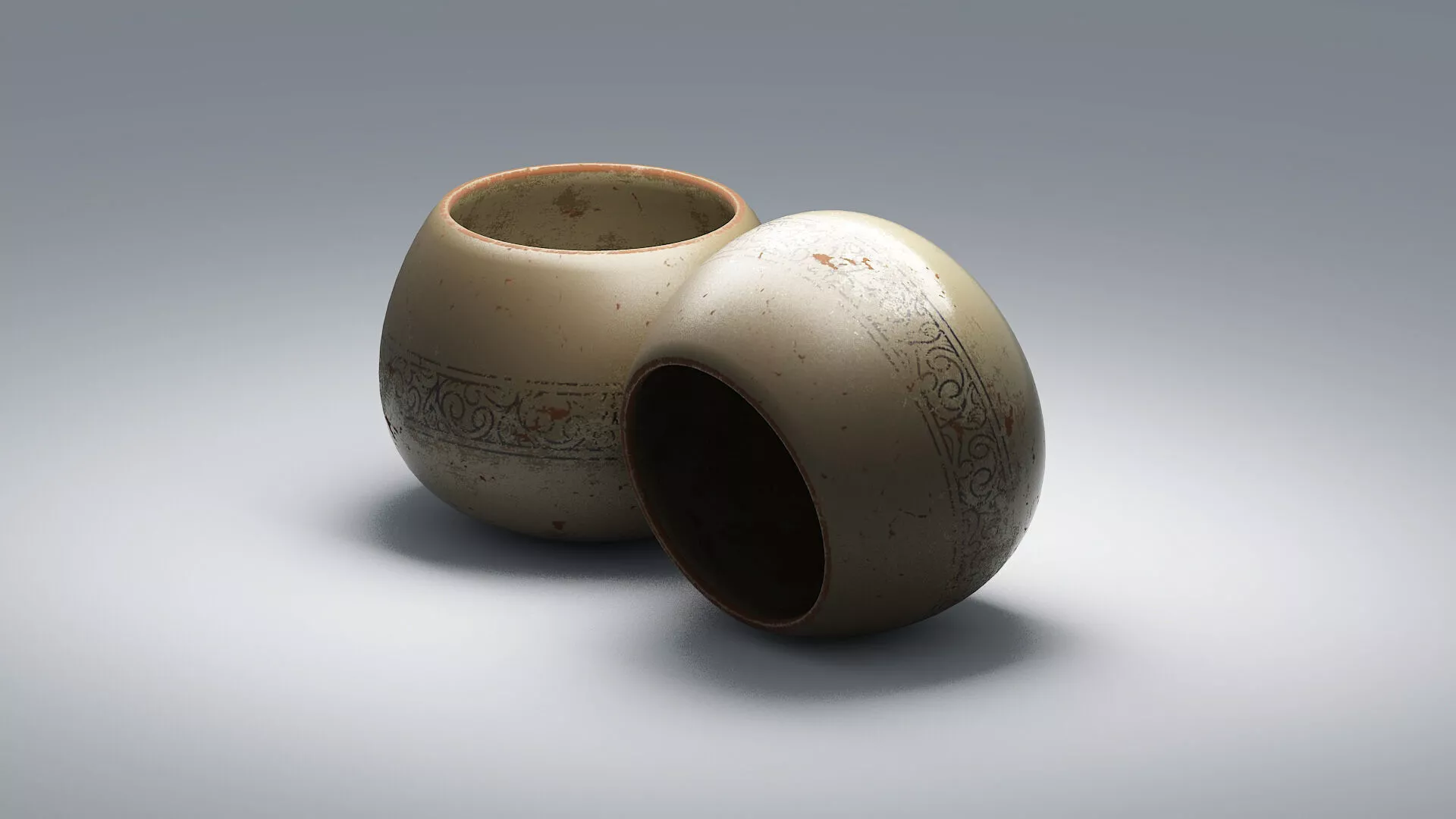 Weathered Decorative Ceramic Pottery Clay Vase PBR Low-poly 3D model