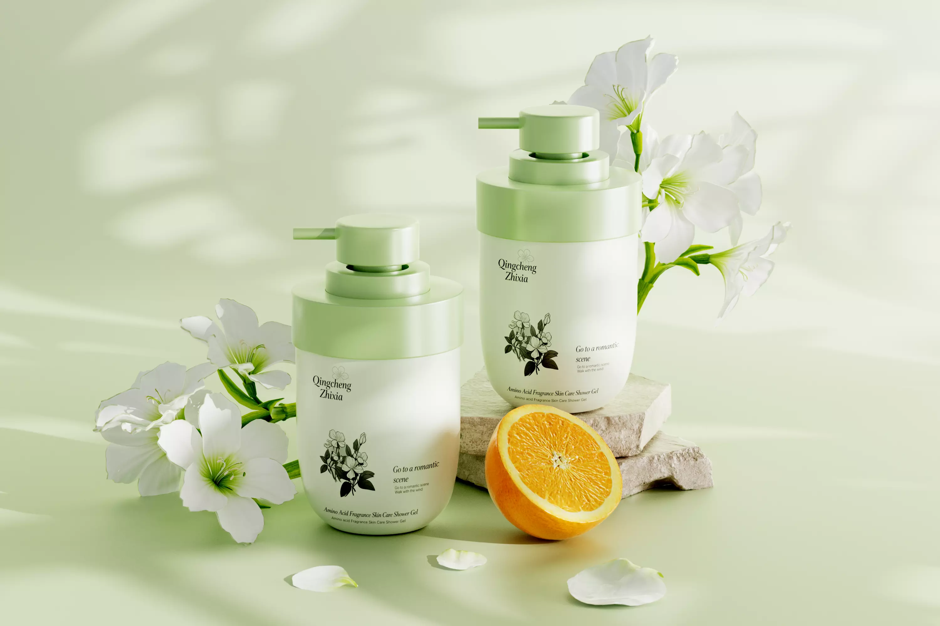 Citrus Floral Amino Acid Shower Gel Pale Green Minimal 3D model