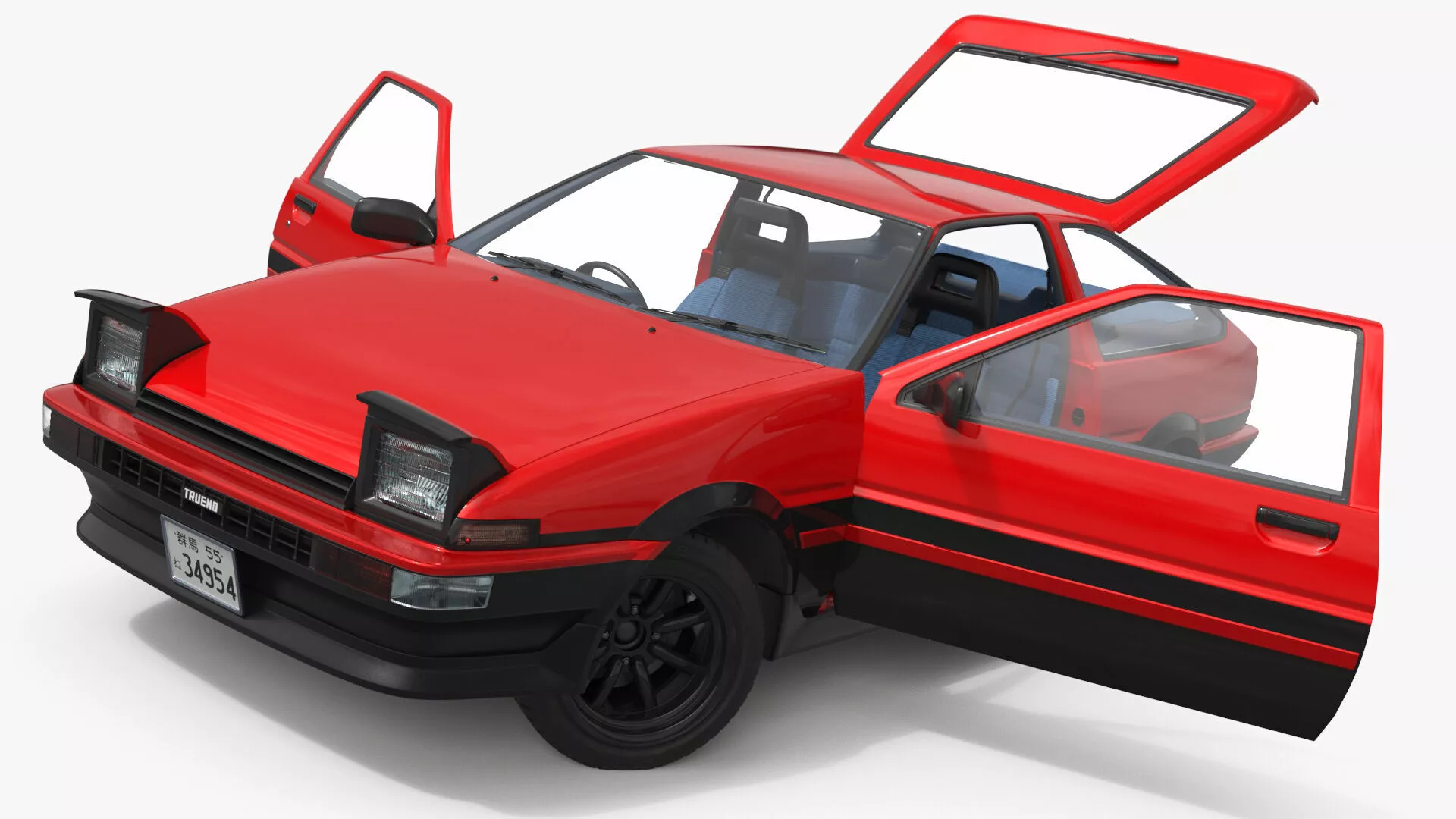 Toyota Sprinter Trueno AE86 Red Rigged 3D model