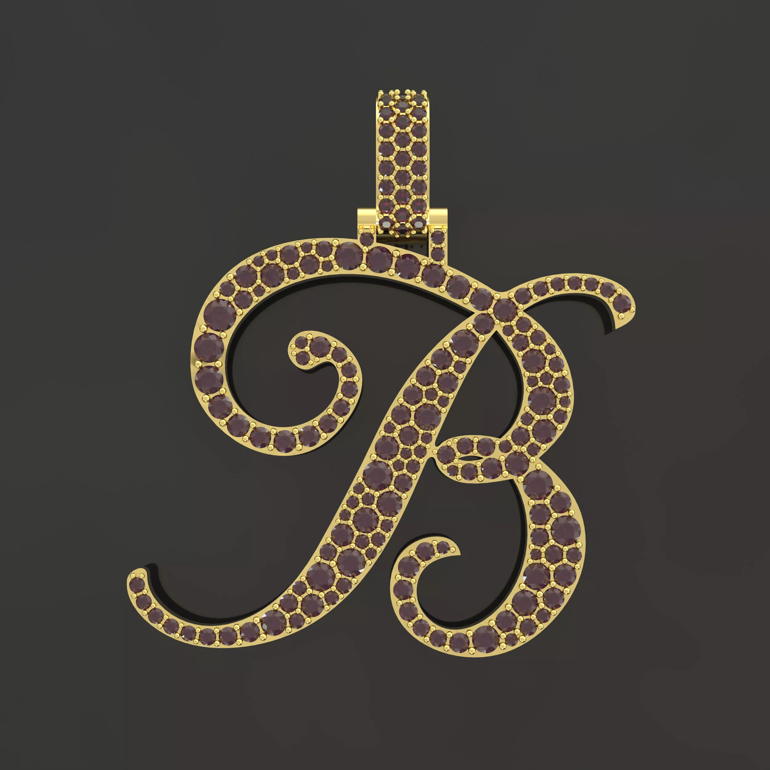Letter B Iced Out Pendant 3D Print Model - STL 3DM OBJ FBX 3D print model