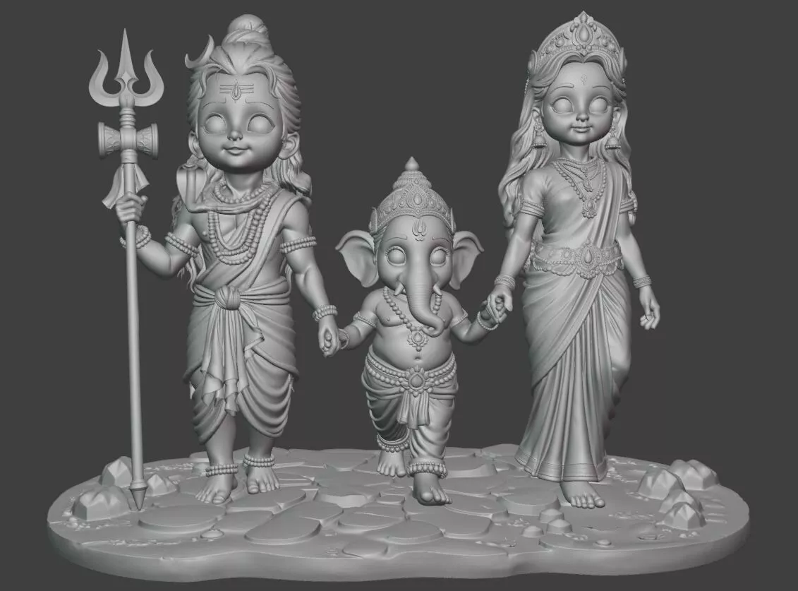 Cute Shiva Parivar Walking Together 3D print model