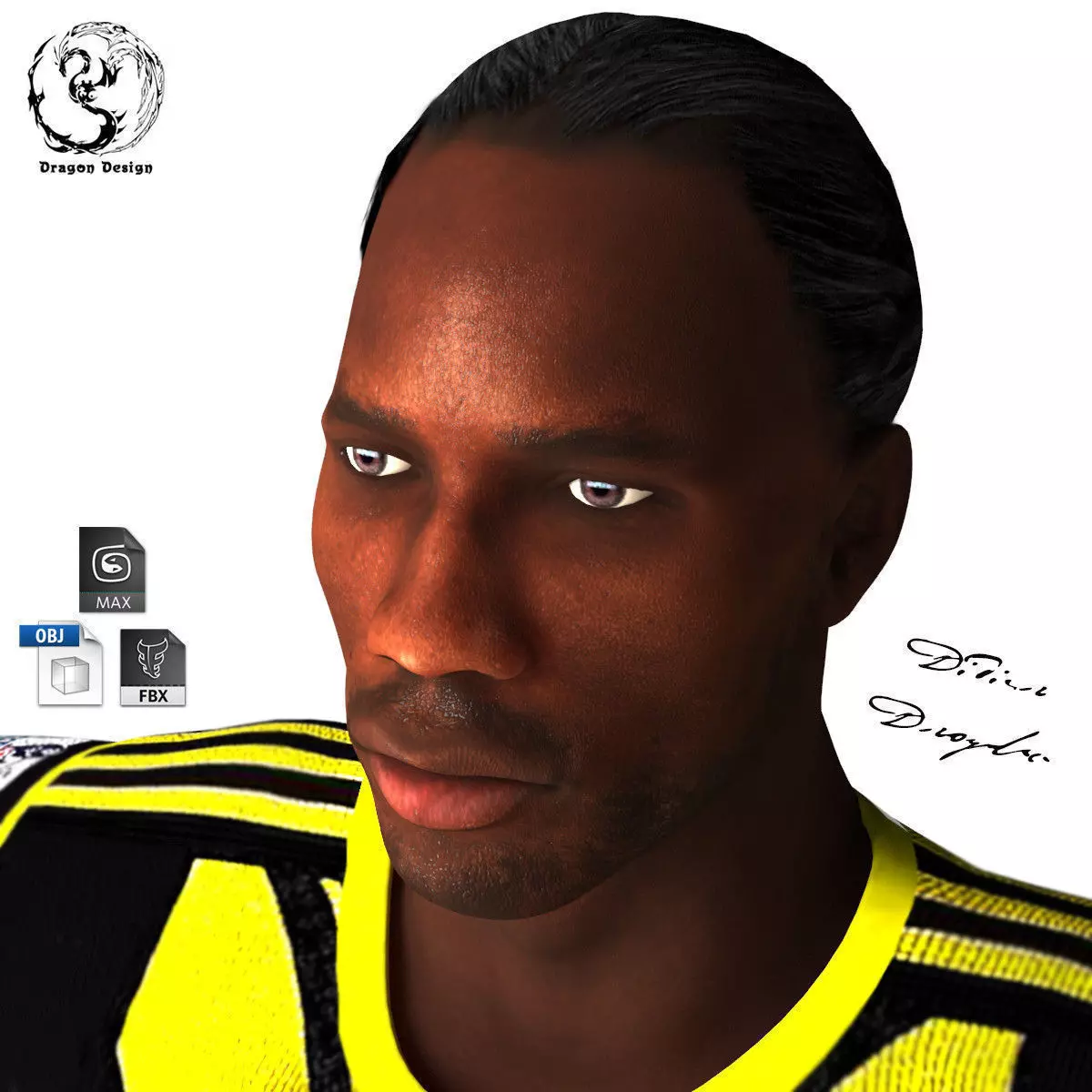 Didier Drogba Low-poly 3D model_0
