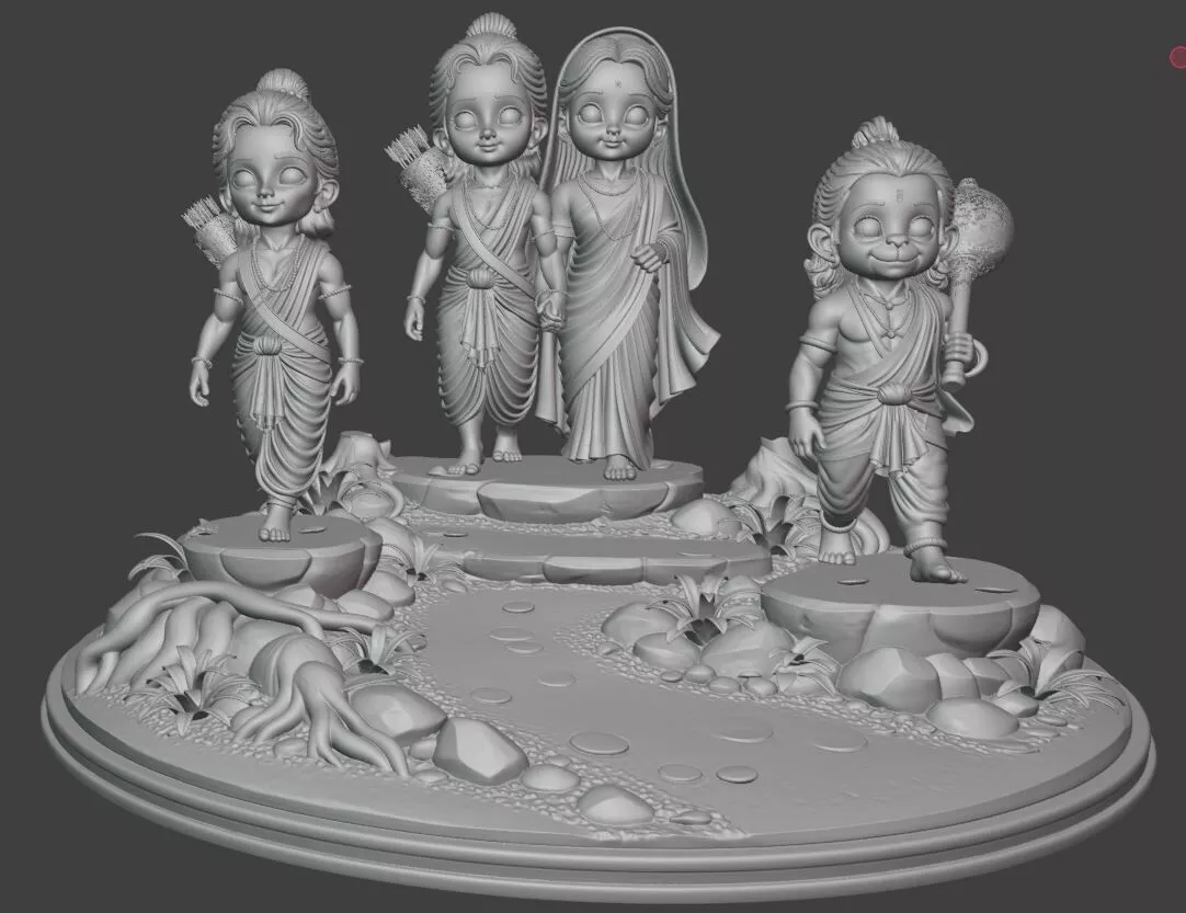 Cute Ram Darbar Chibi Statue 3D print model