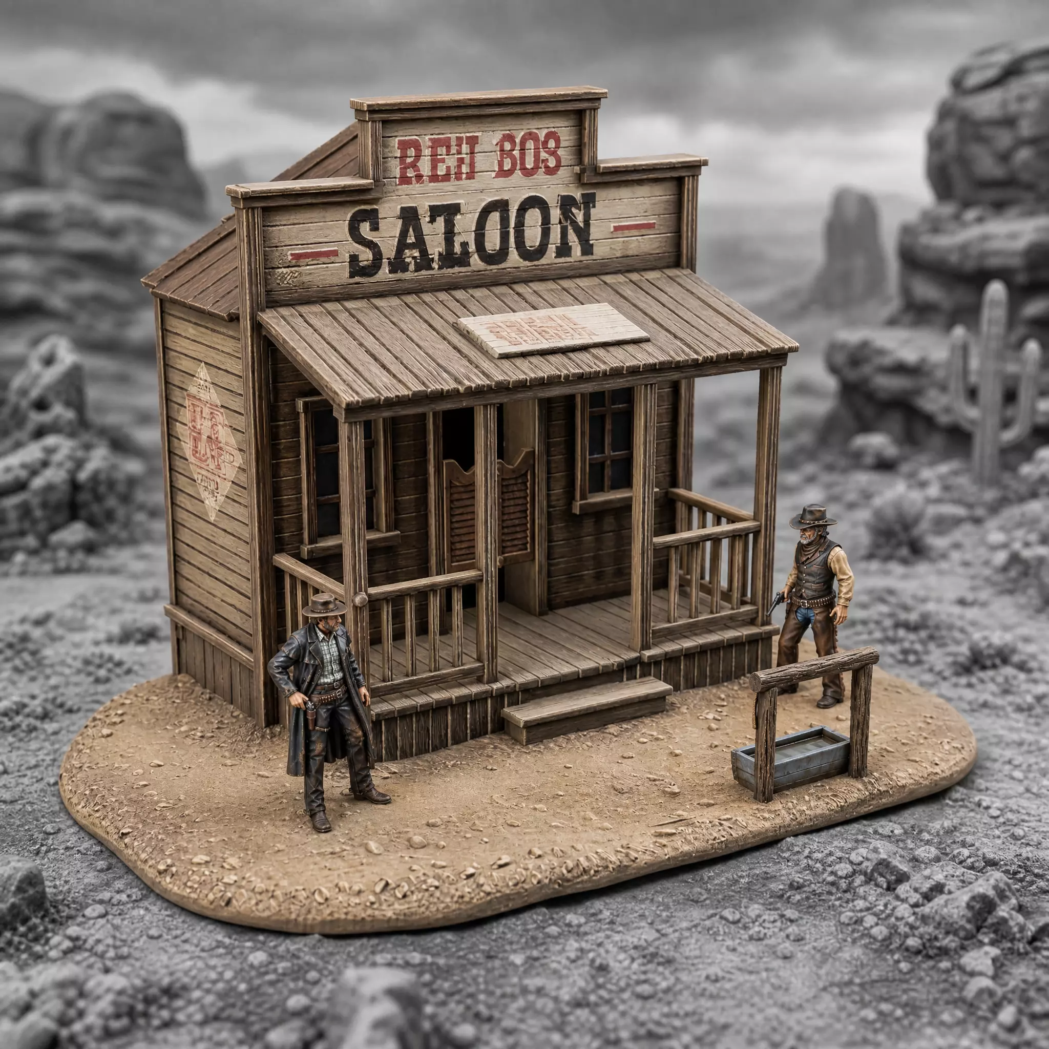 Old West Saloon Diorama - 4 Piece 3D Printable STL Pack for Tabl 3D print model