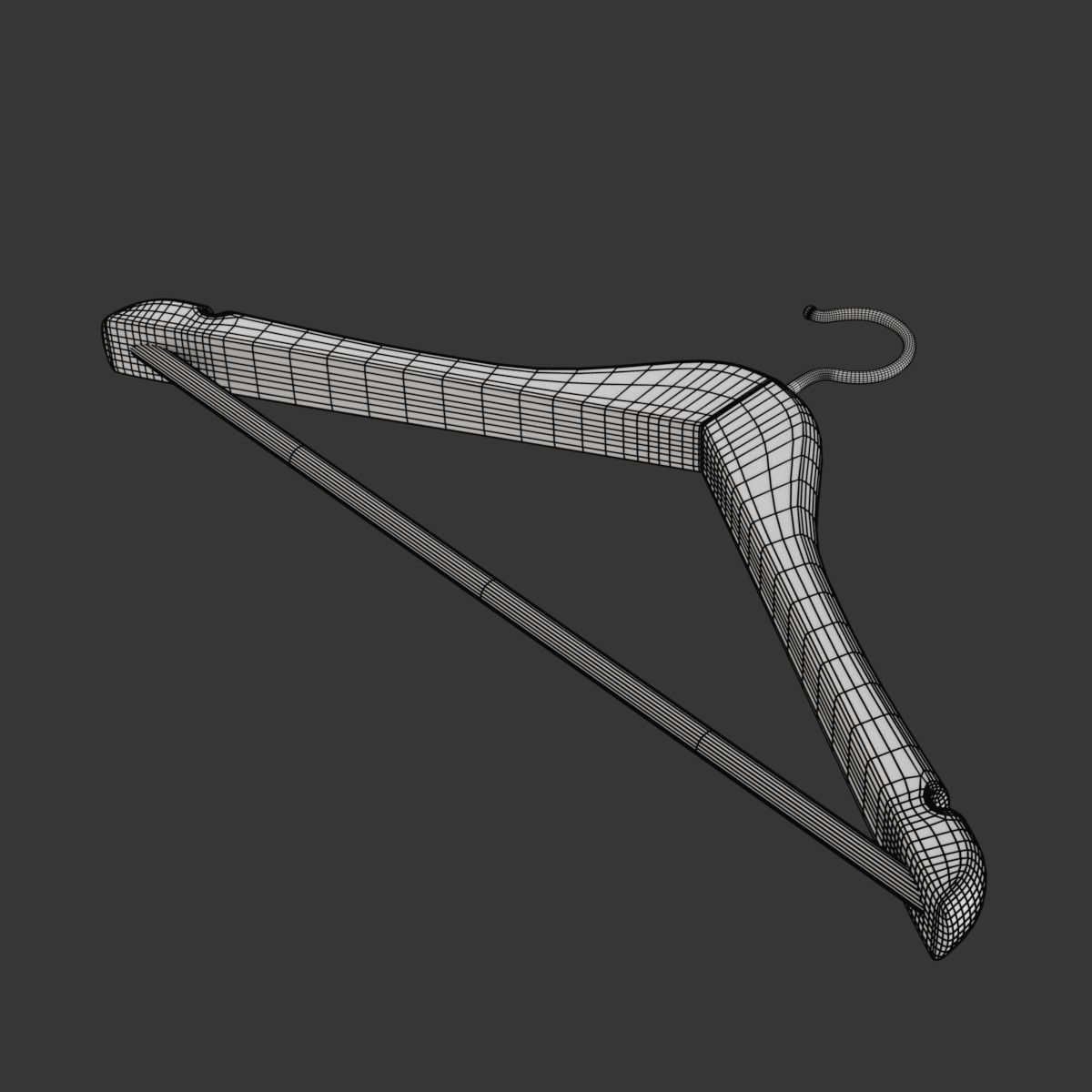 Wooden Clothes Hanger 3D model_11