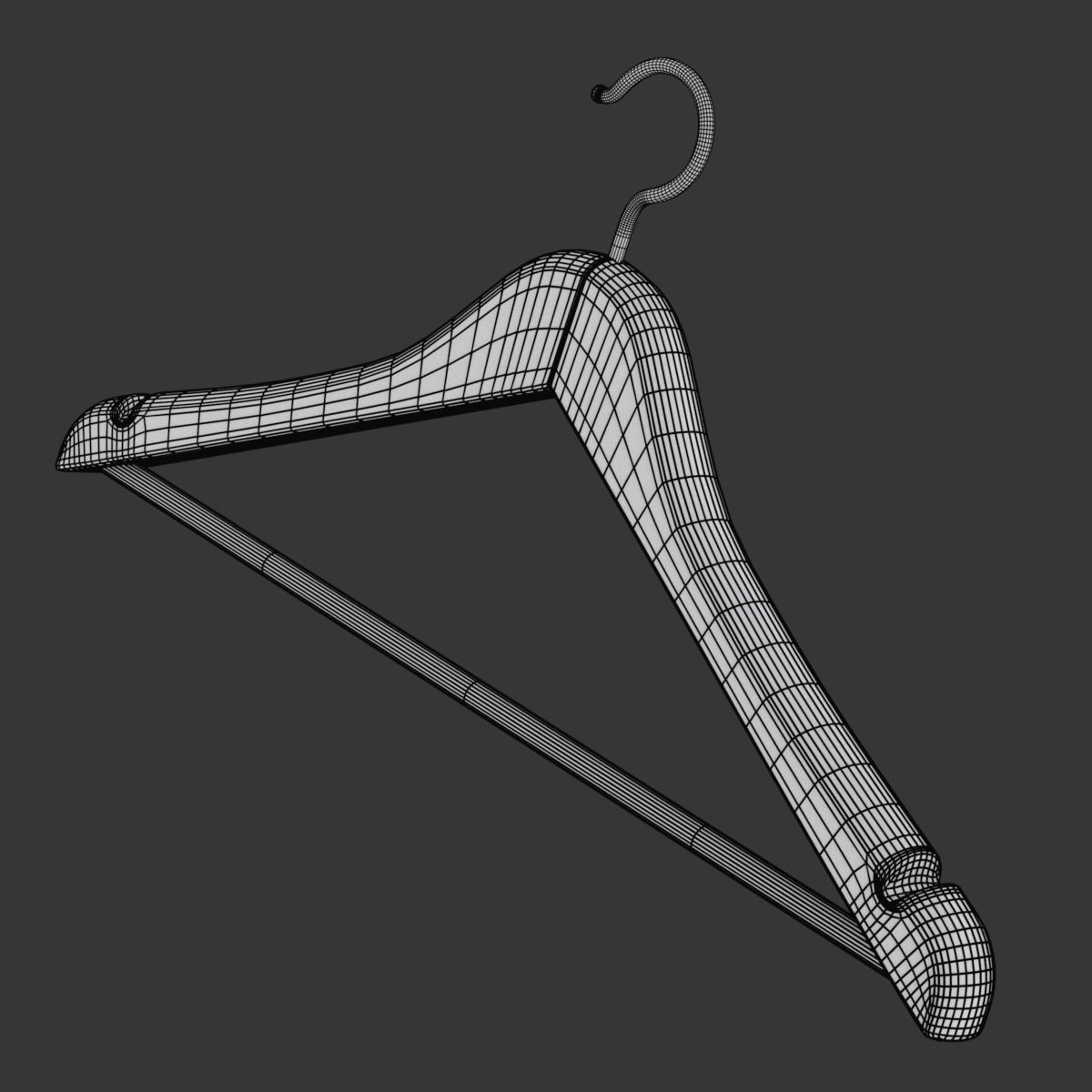 Wooden Clothes Hanger 3D model_13