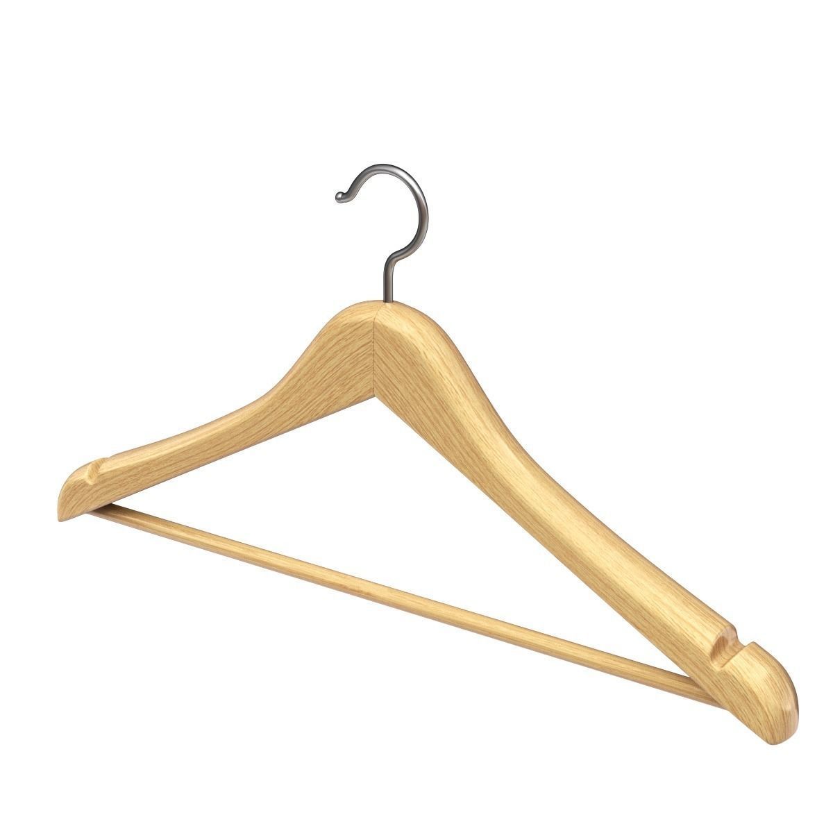 Wooden Clothes Hanger 3D model_7