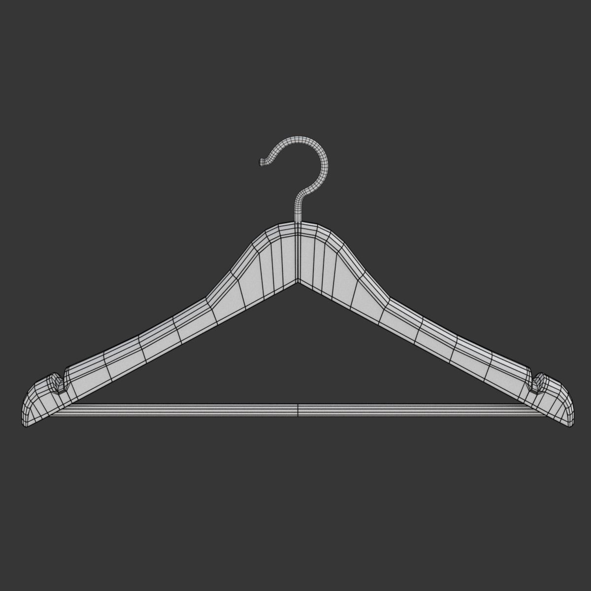 Wooden Clothes Hanger 3D model_12
