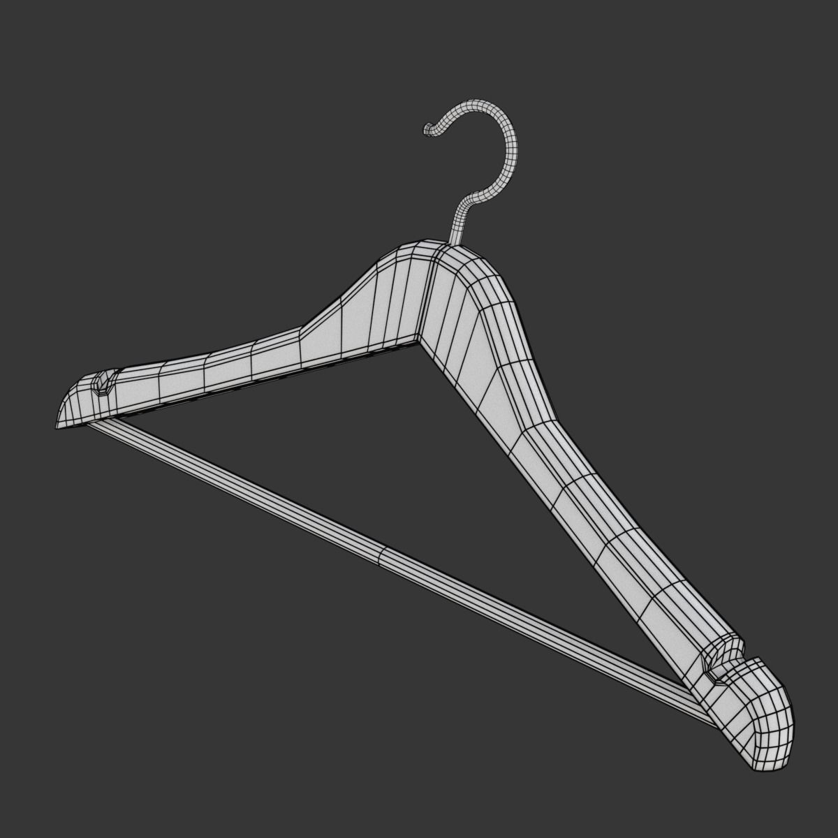 Wooden Clothes Hanger 3D model_9