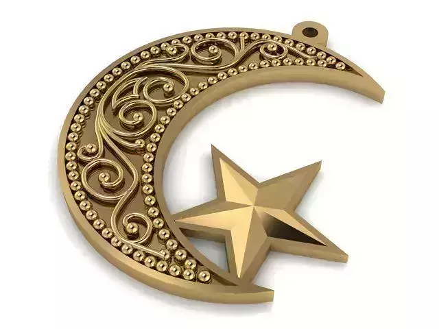Pendant gold crescent with star