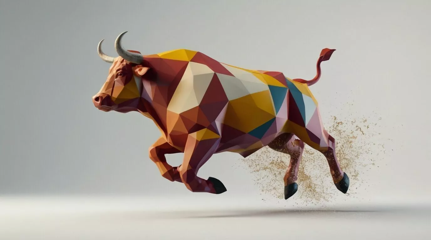 Jumping Low Poly Iberian Bull 3D Model - Geometric Asset 3D print model