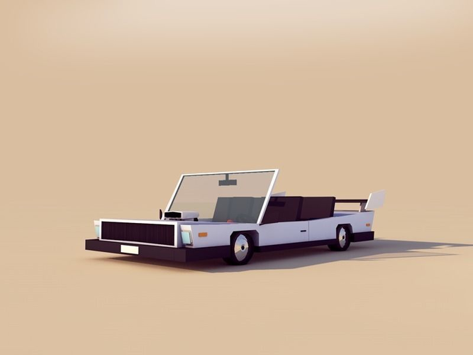 Cartoon Low Poly Cabriolet Low-poly 3D model