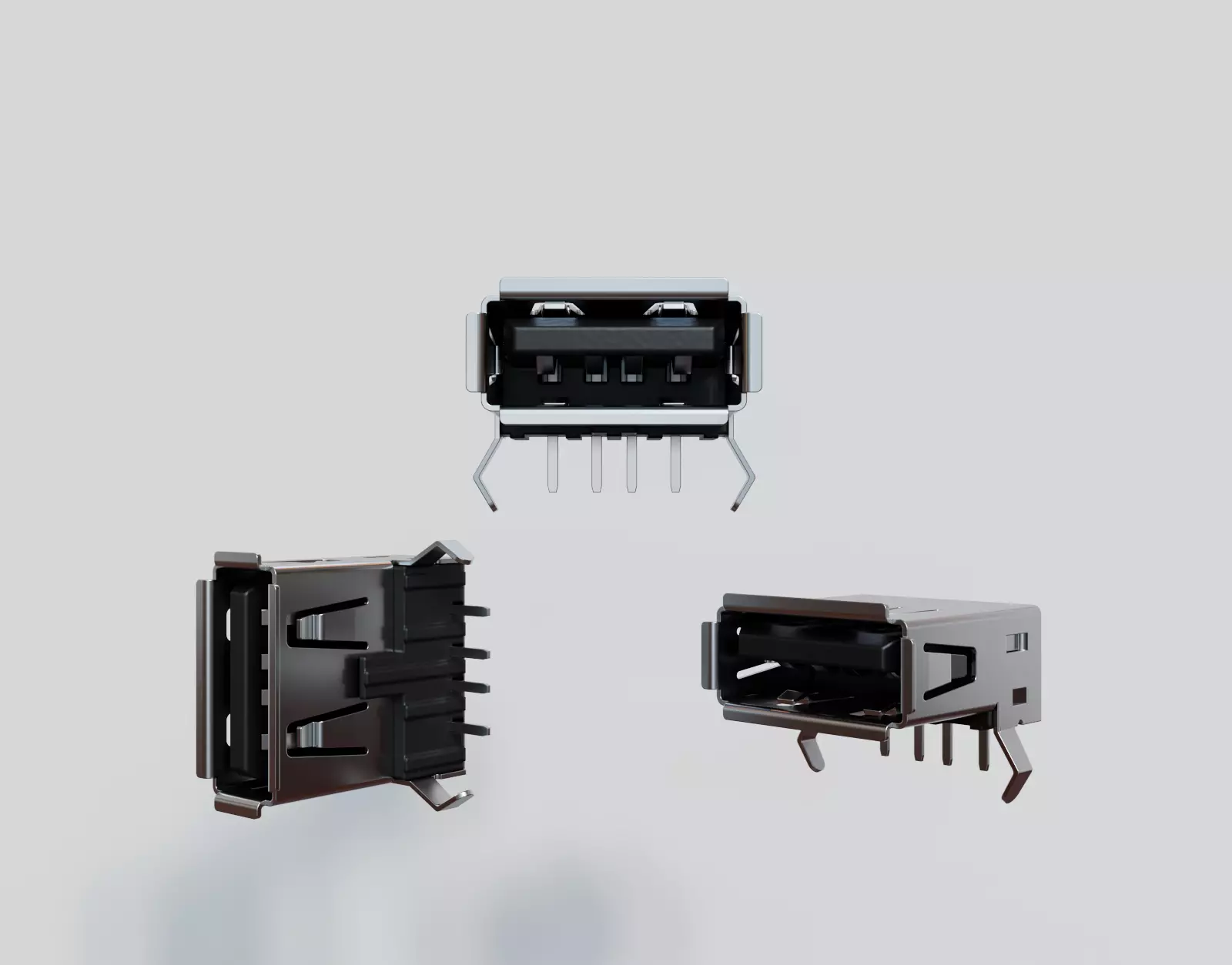 USB-TypeA charging interface electronic component 3D model