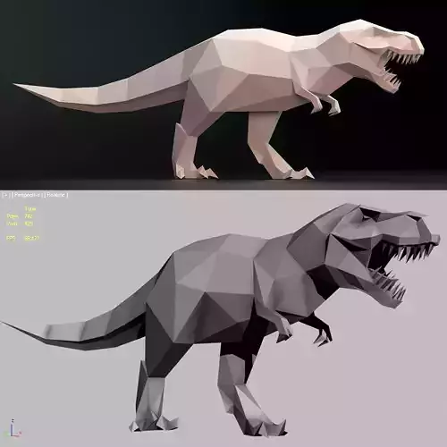 Trex lowpoly tyrannosaurus rex - polygonal dinosaur Low-poly 3D model