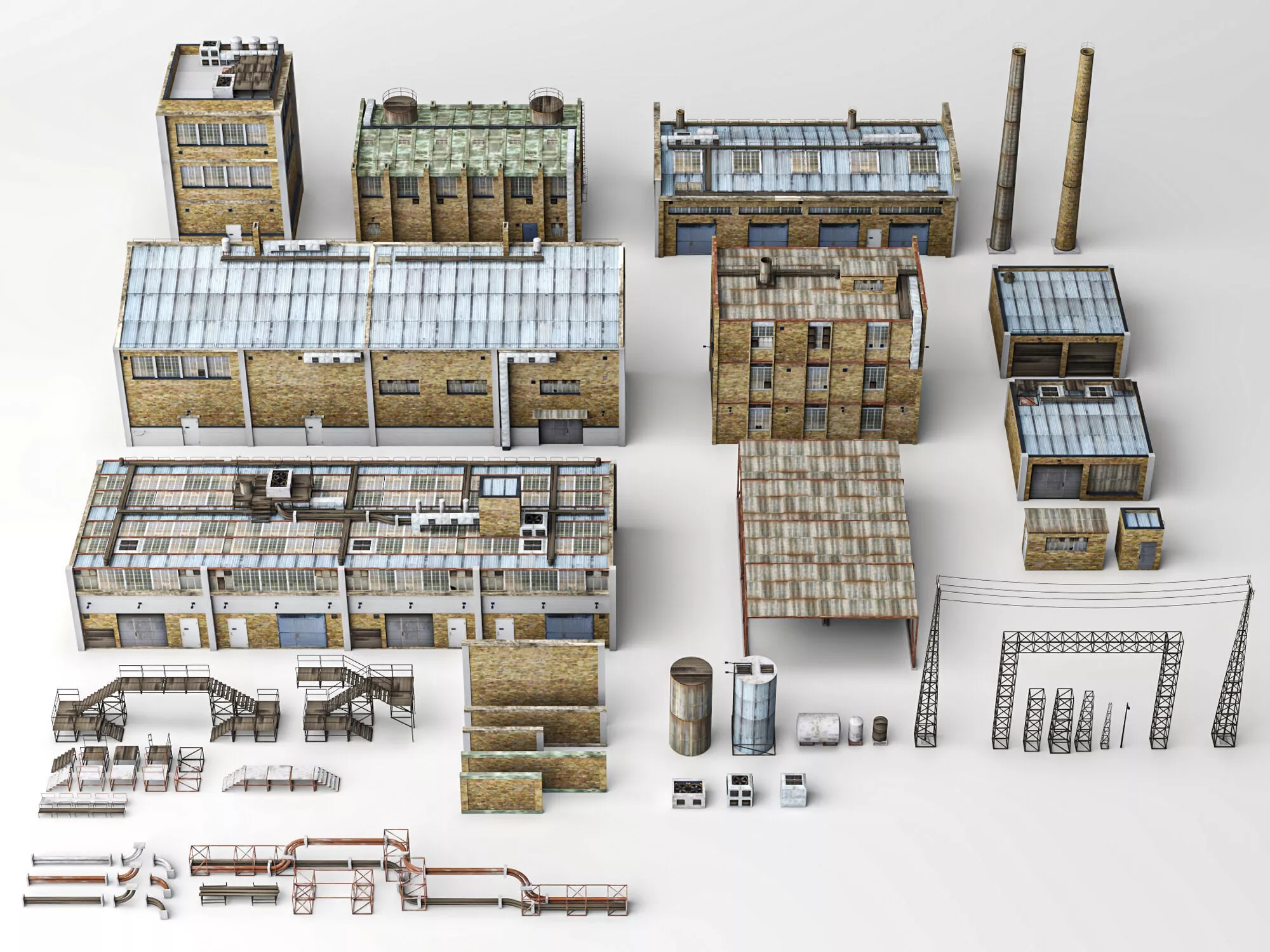 Industrial Factory Building Pack 3D model
