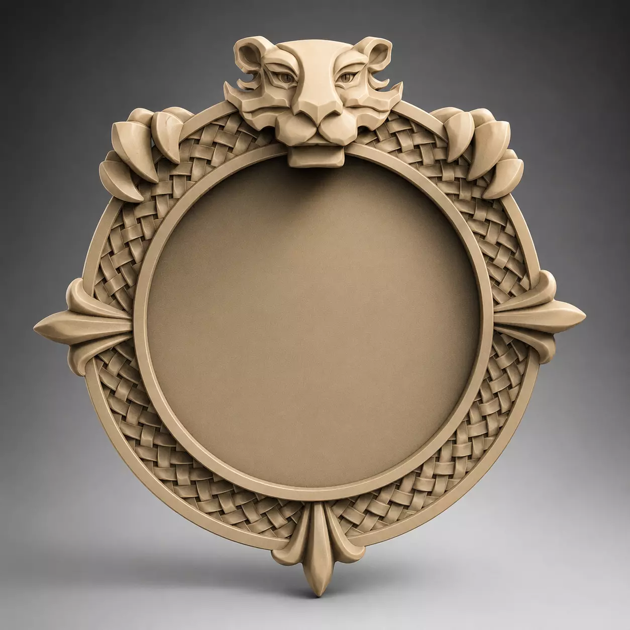 Tiger Head Round Medallion STL 3D model