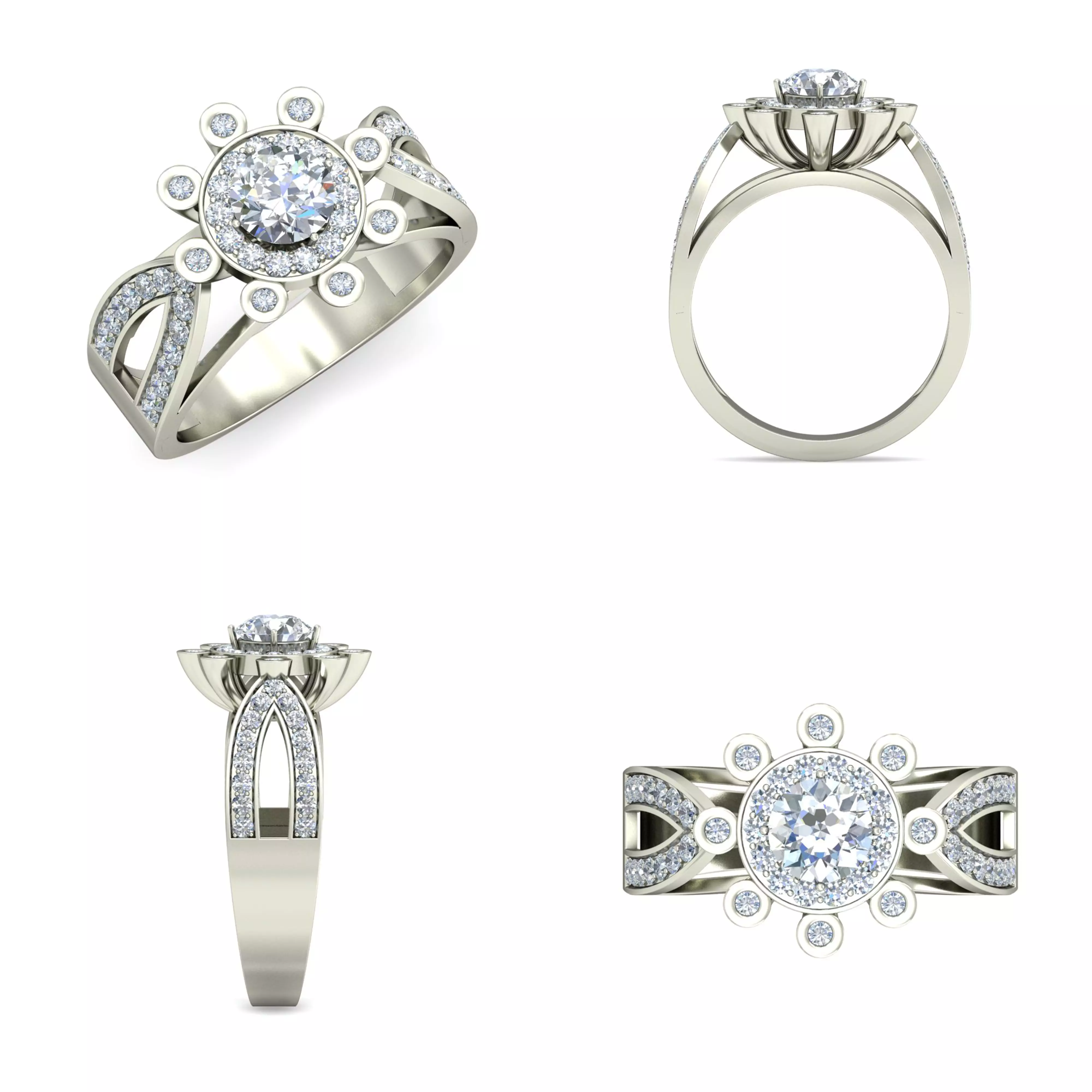 Vintage Halo Diamond Ring 3DM CAD Jewelry Design Model 3D print model