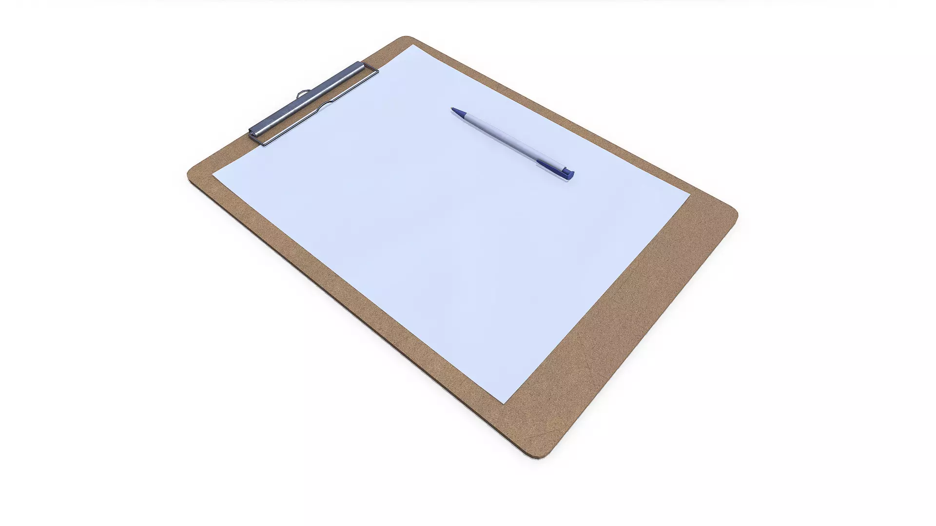 Clipboard With Pen And Paper Low-poly PBR Free low-poly 3D model