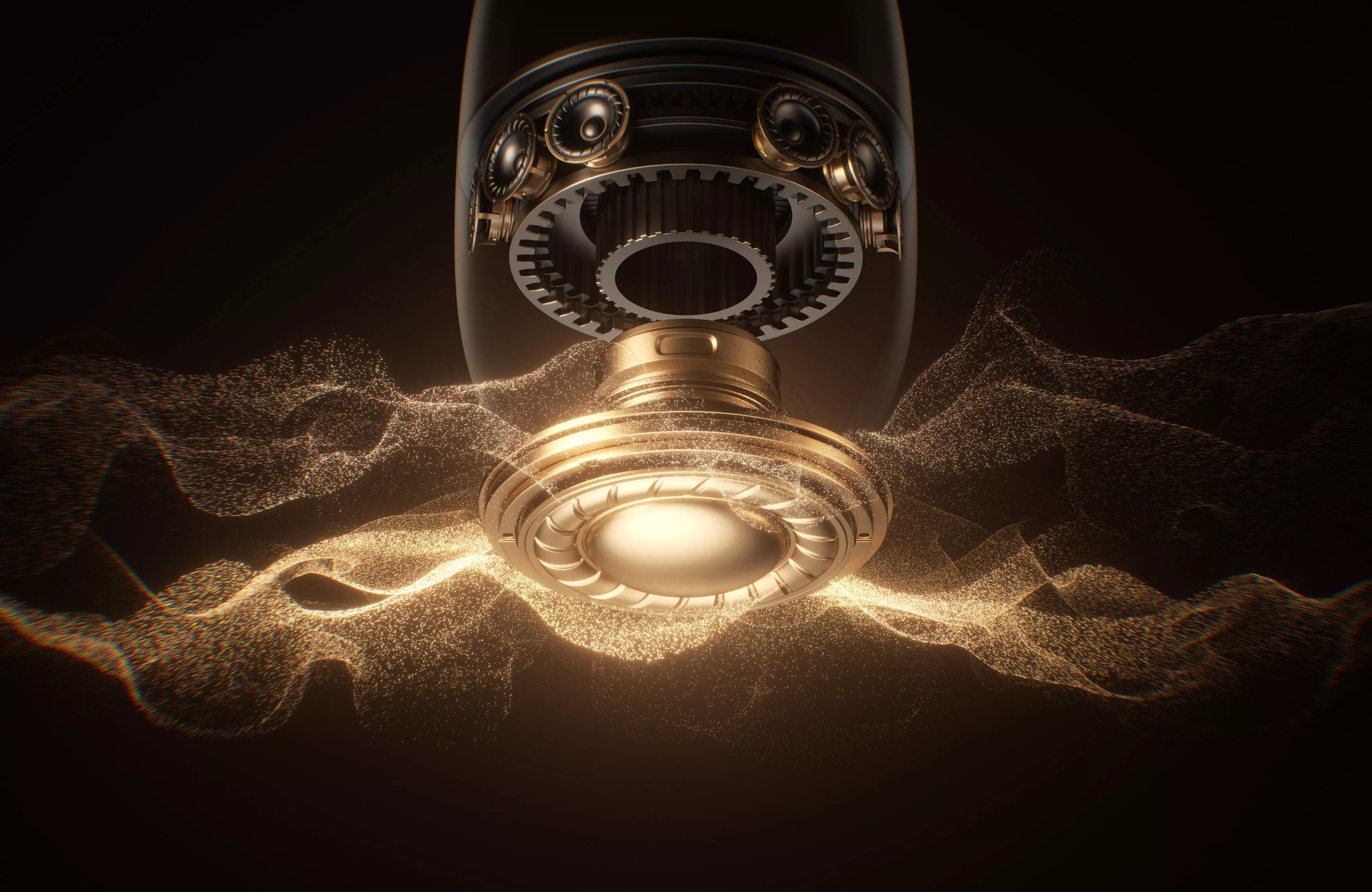 Harman Kardon Audio Core With Golden Particle Sound Wave 3D model