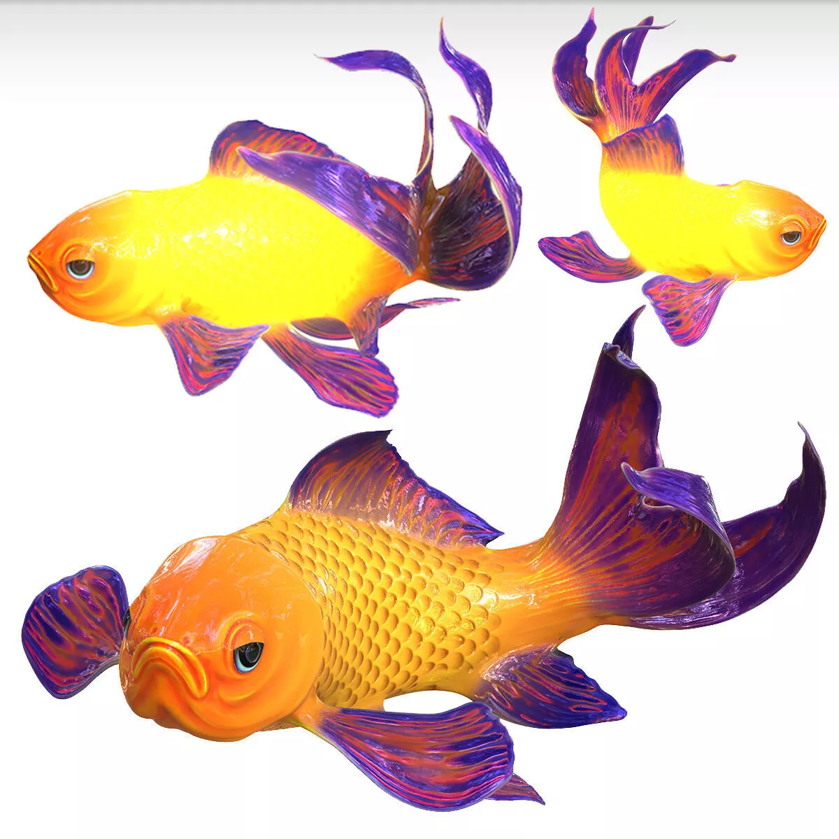 GOLDFISH Guppy FISH ANATOMY WATER OCEAN RIVER SALMON SHARK 3D print model
