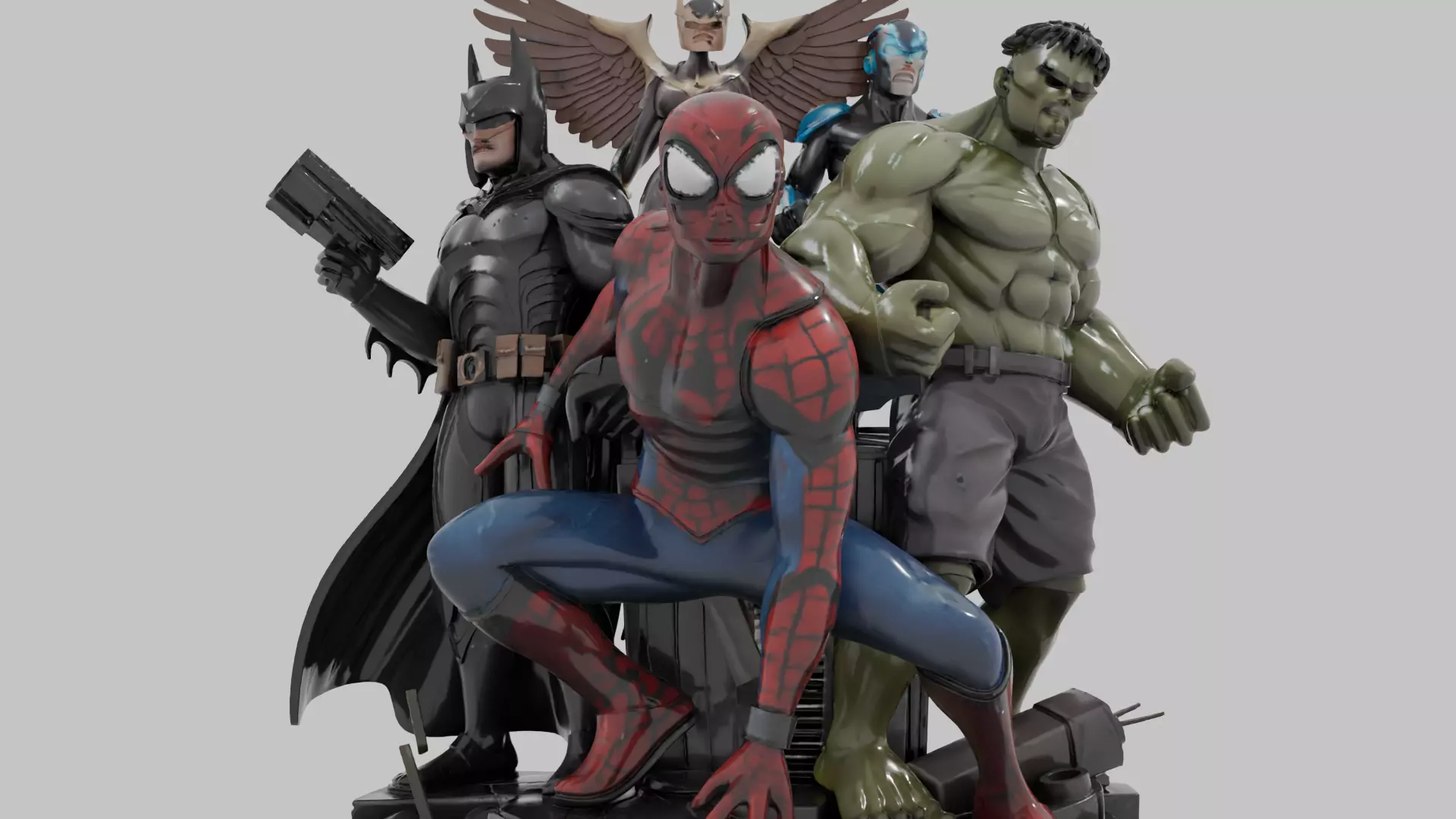 High Poly Avengers Superhero Statue 3D Model STL 3MF Printable 3D print model