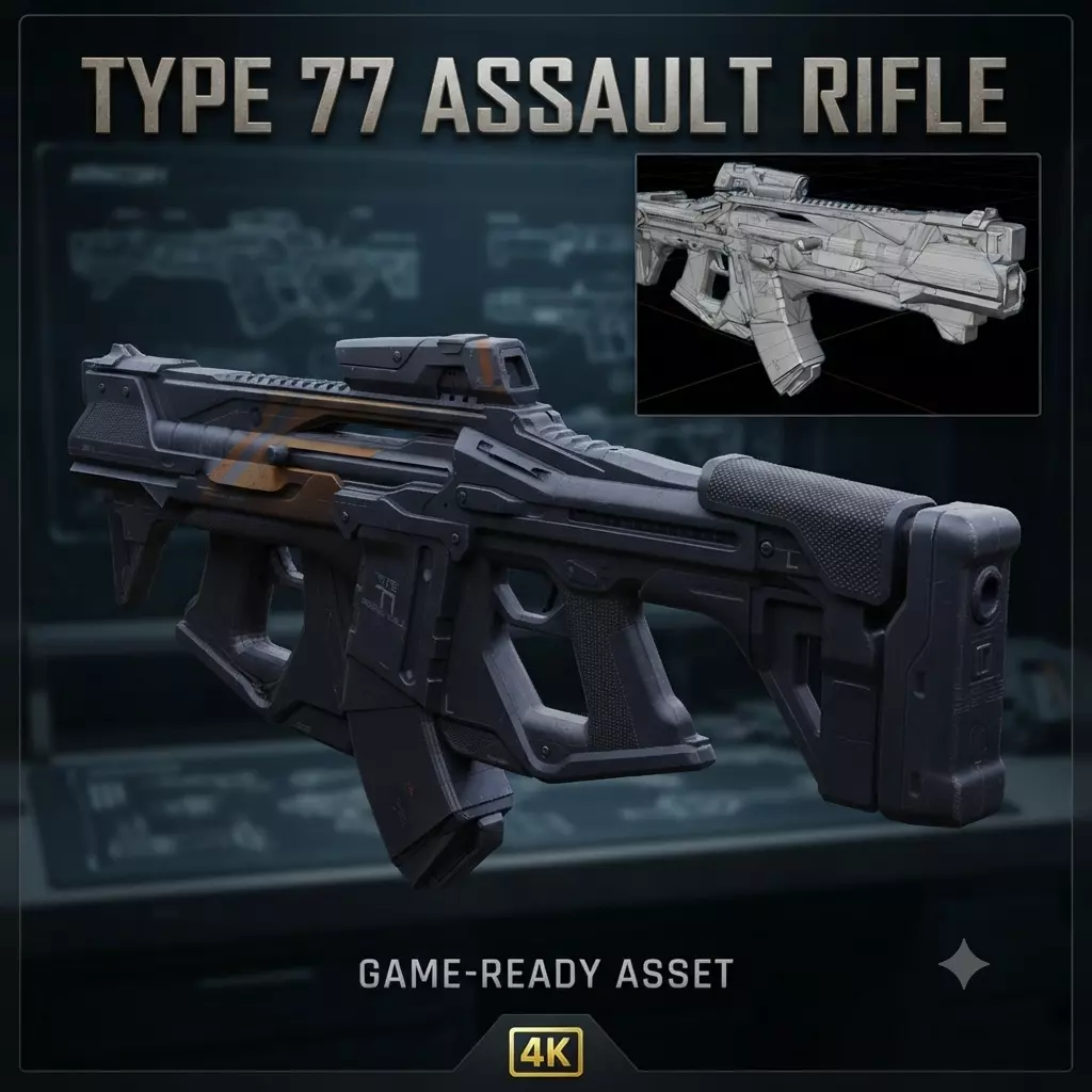 Sci-Fi Assault Rifle - Futuristic Weapon 3D Model Low-poly 3D model