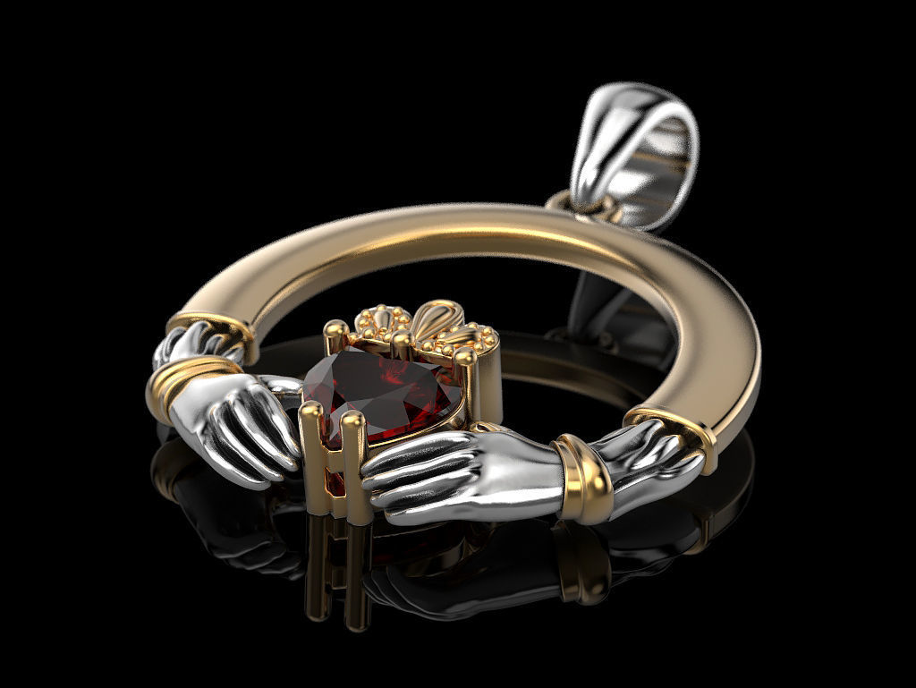 Claddagh Pendant 3D print model_3