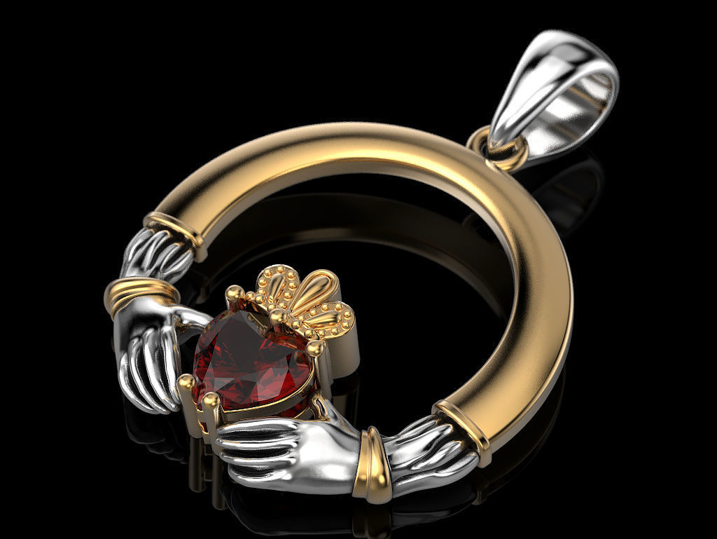 Claddagh Pendant 3D print model_1