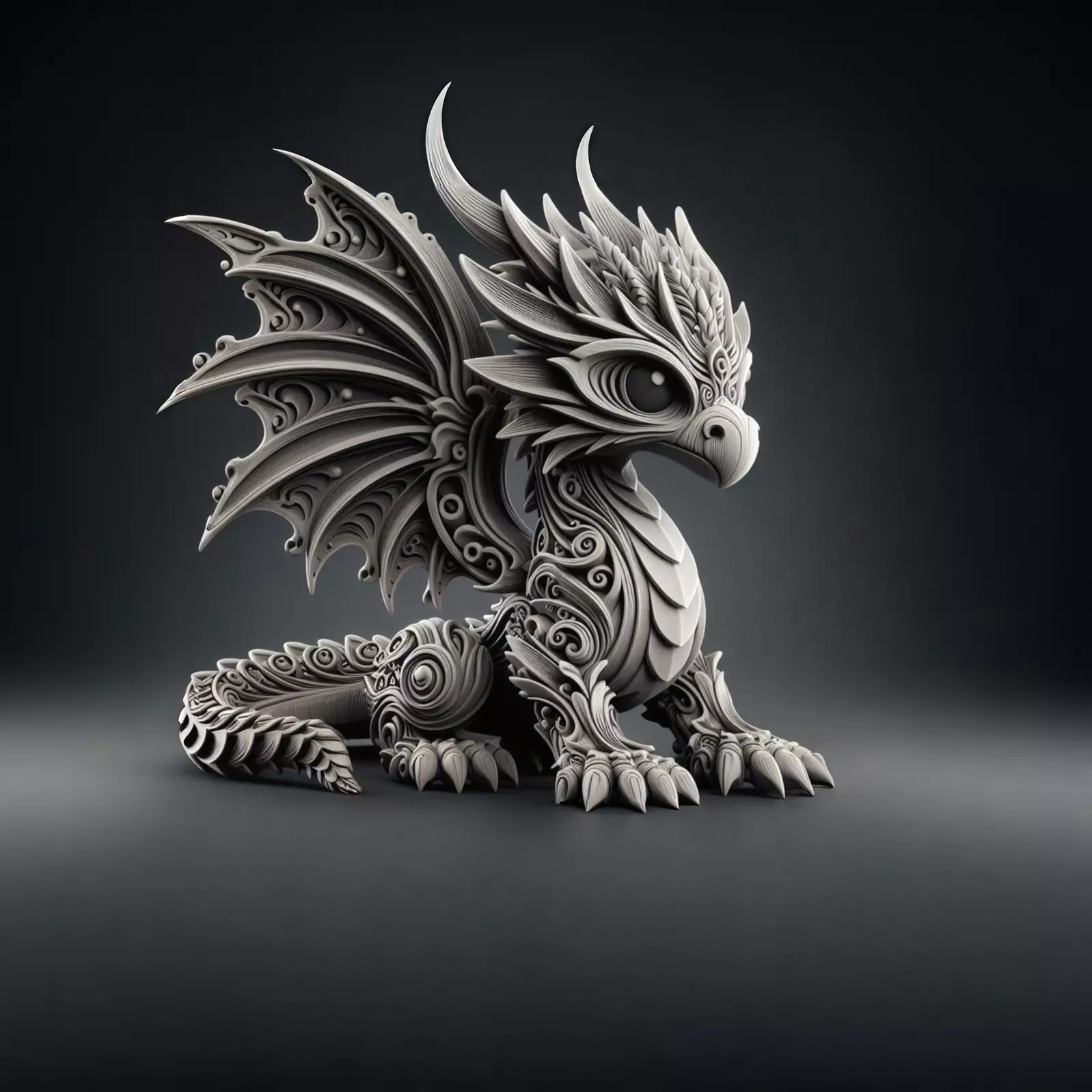 Filigree Baby Dragon Sculpture 3D print model