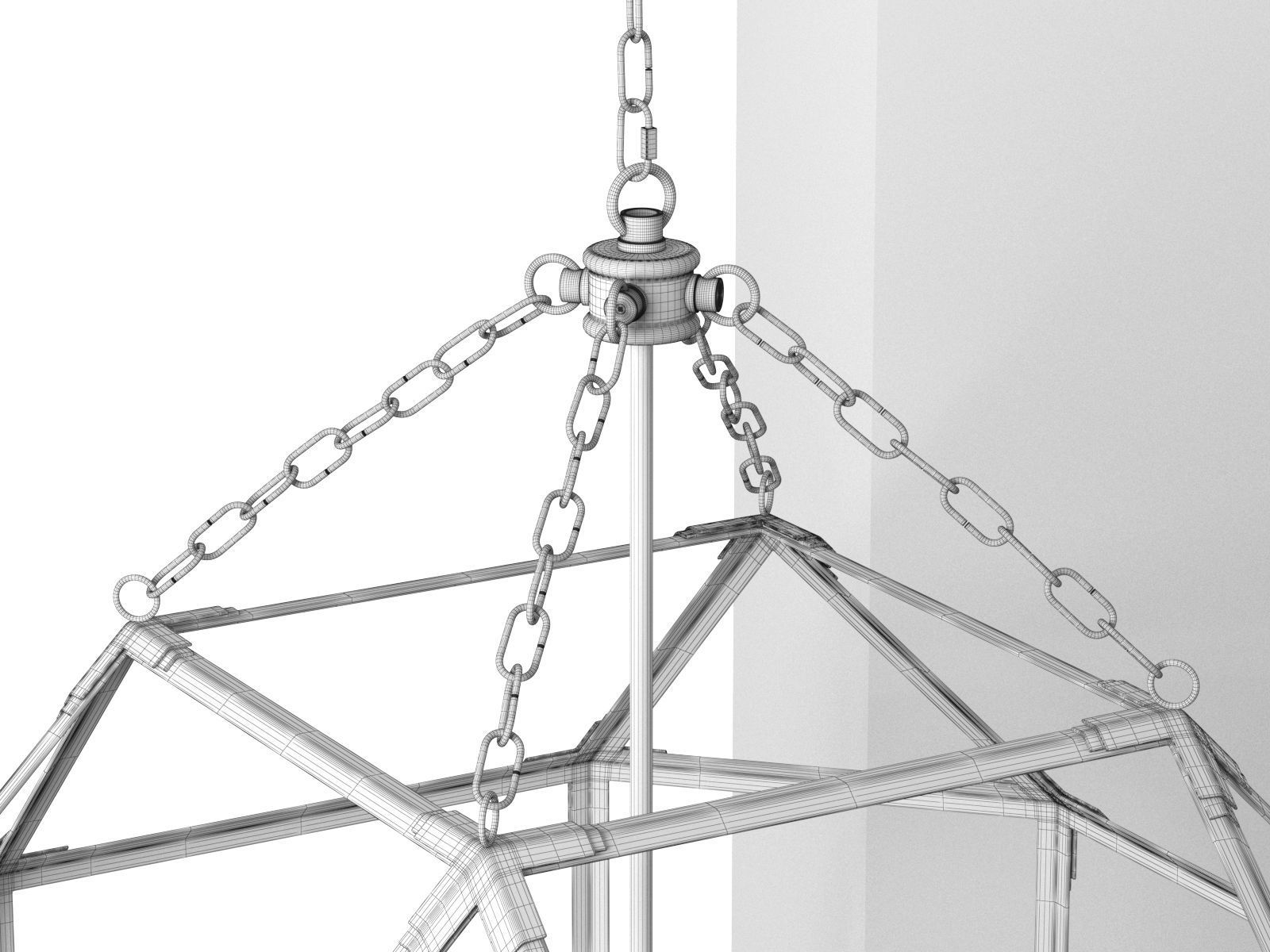 Parisian Octagonal Antiqued Mirror Glass Pendant 3D model_2