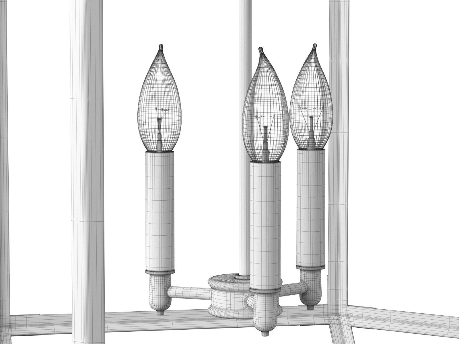 Parisian Octagonal Antiqued Mirror Glass Pendant 3D model_3