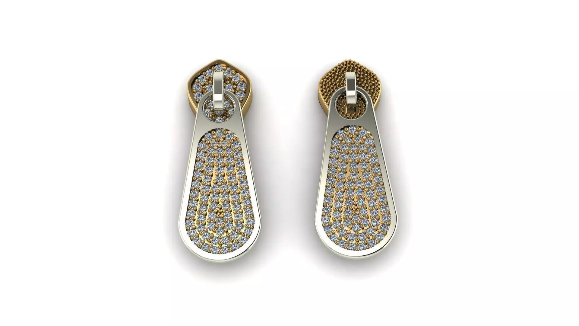 women gold and diamond earrings 3D print model_0