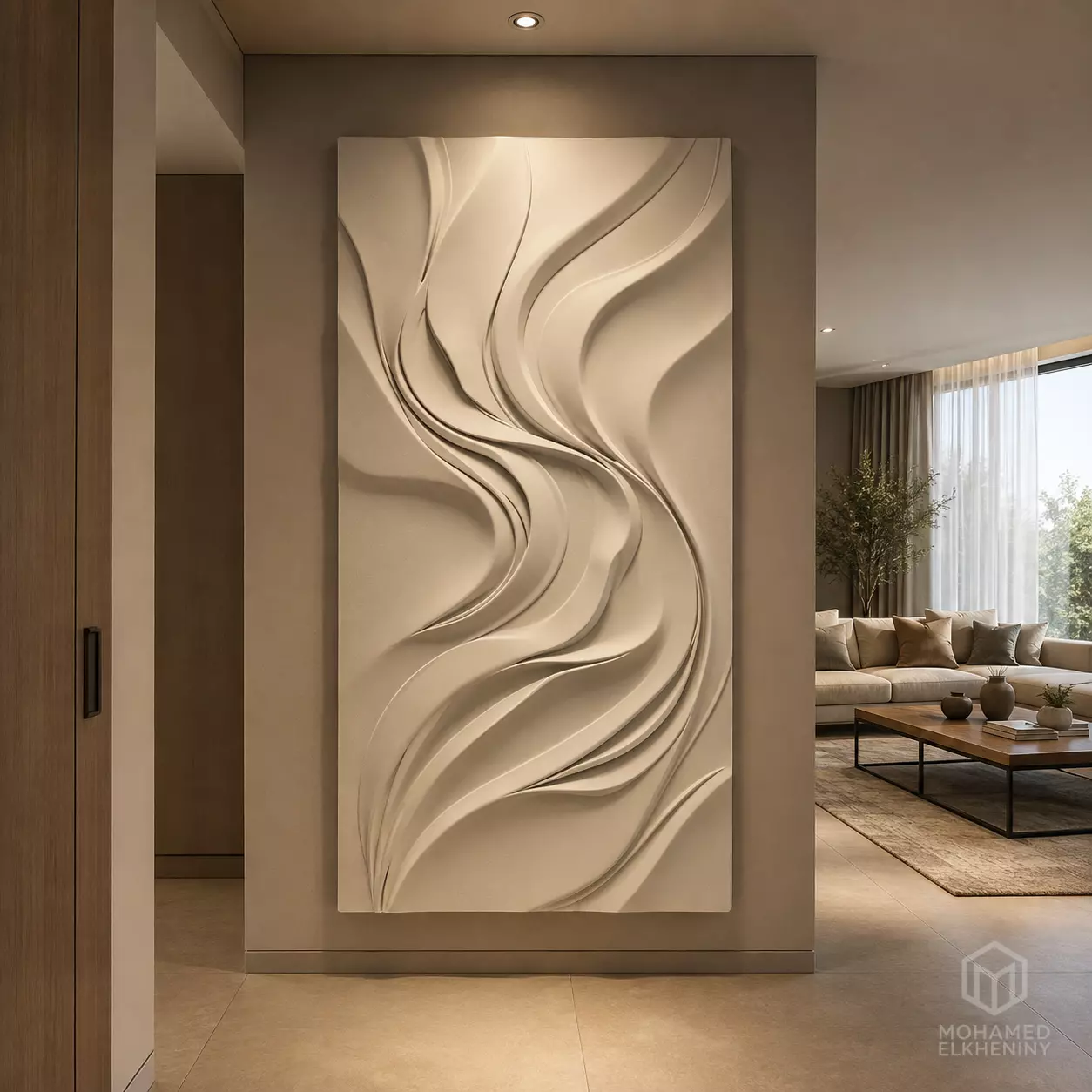 Modern Organic Flow Topographic Decor Relief Mural STL CNC 21 3D model