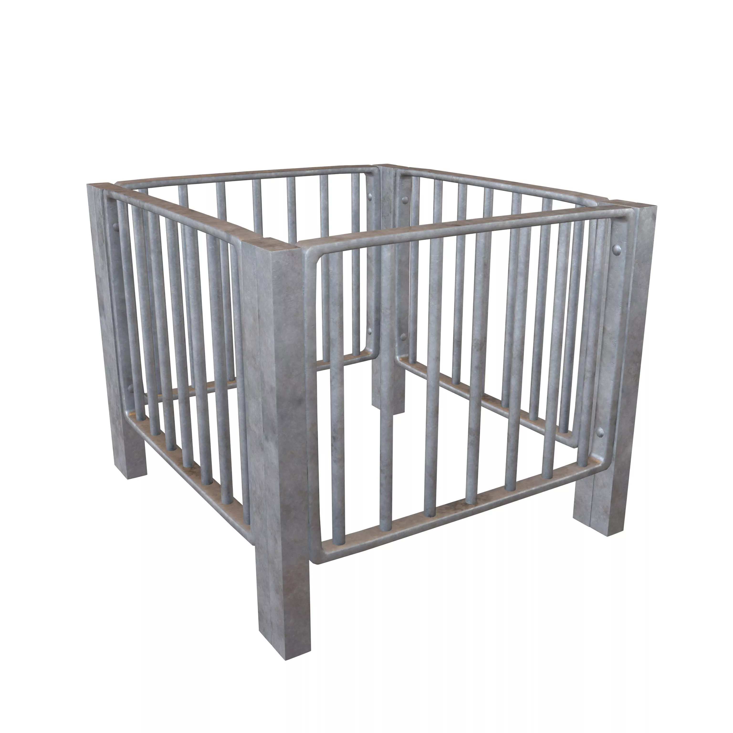 Iron Street Fence Square Arrangement V1 001 Low-poly 3D model