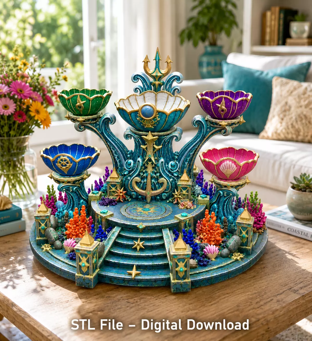 Oceanic Treasure Shrine Organizer STL File for 3D Print 3D print model