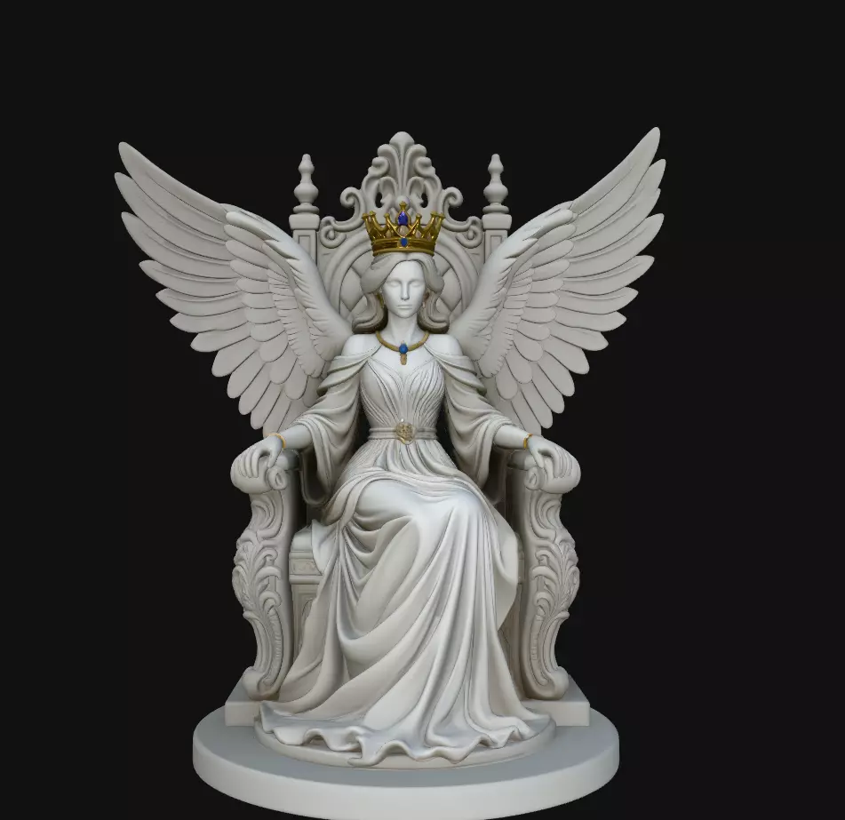 Winged Angel Wings Prayer Sculpture Statue STL 3D print model