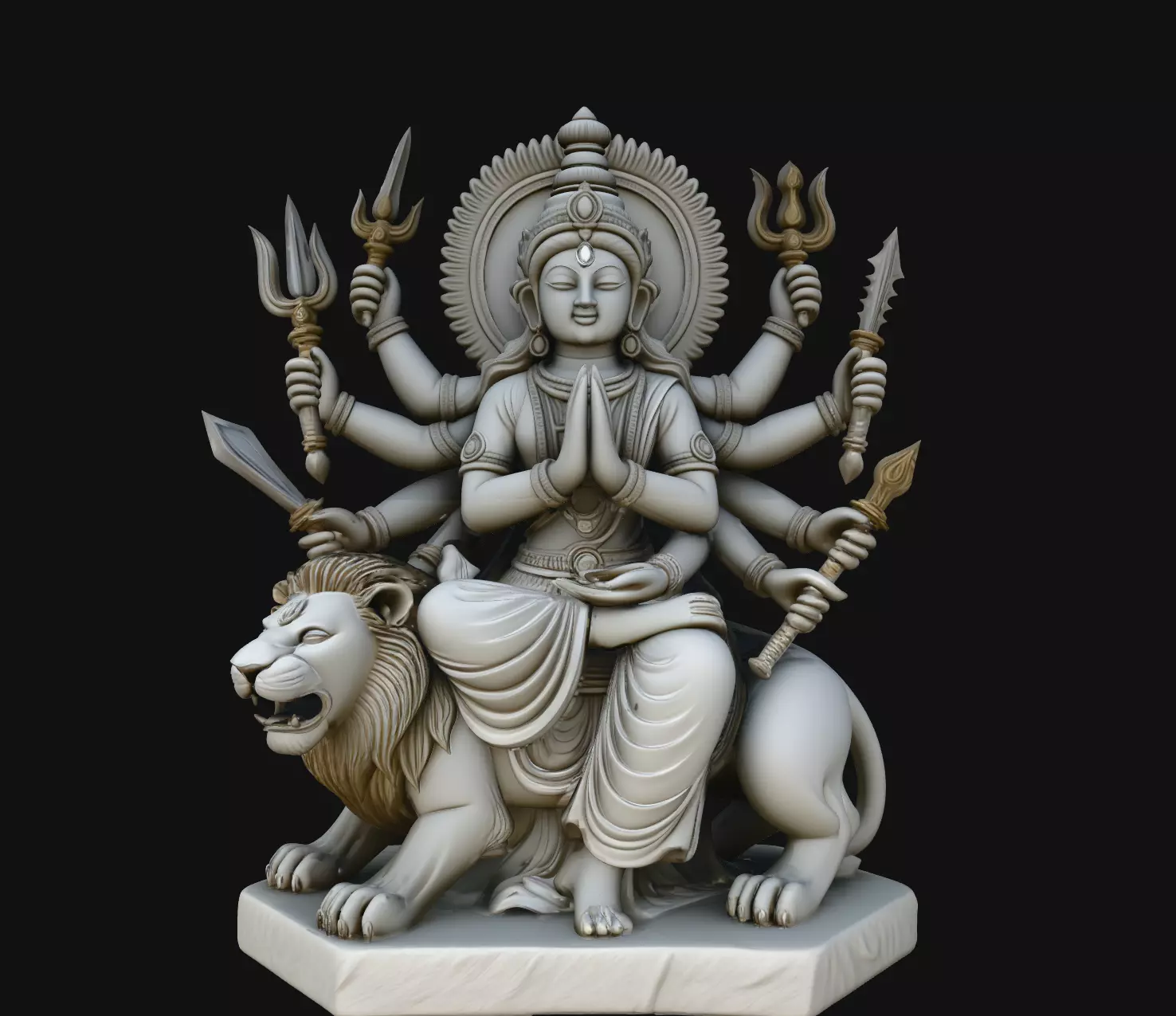 Ganesha Lion Throne Ornamental Sculpture Statue STL 3D print model
