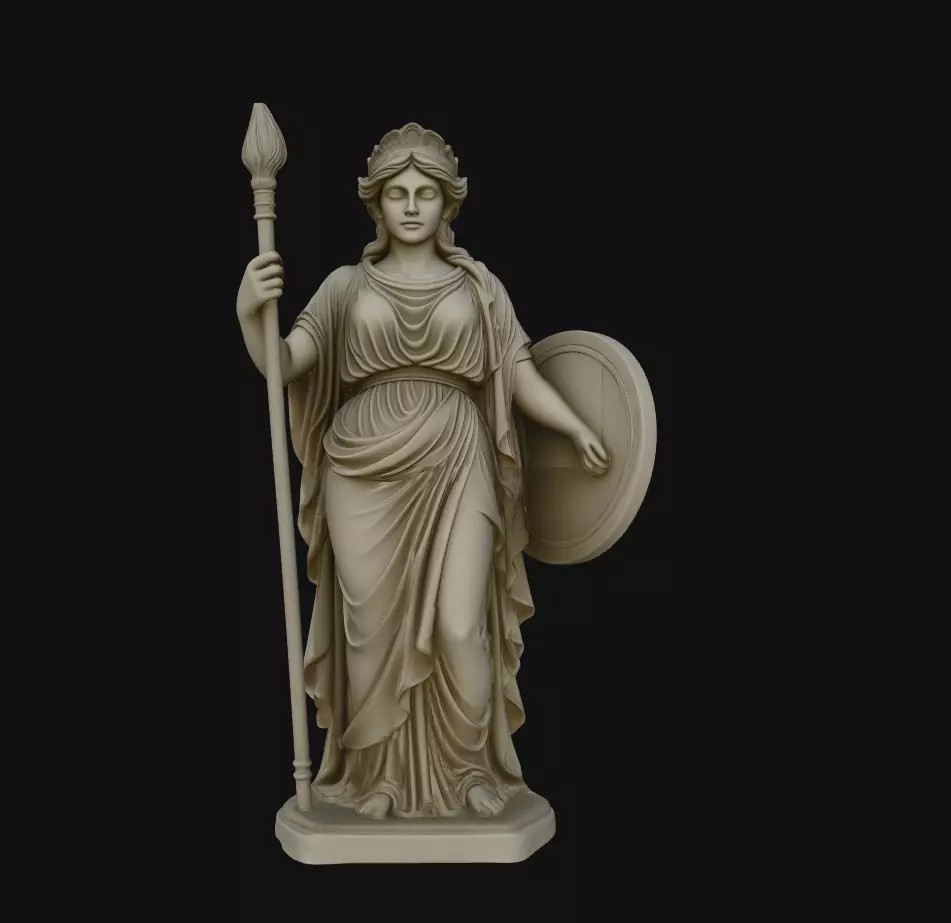Spear Shield Draped Warrior Sculpture Statue STL 3D print model
