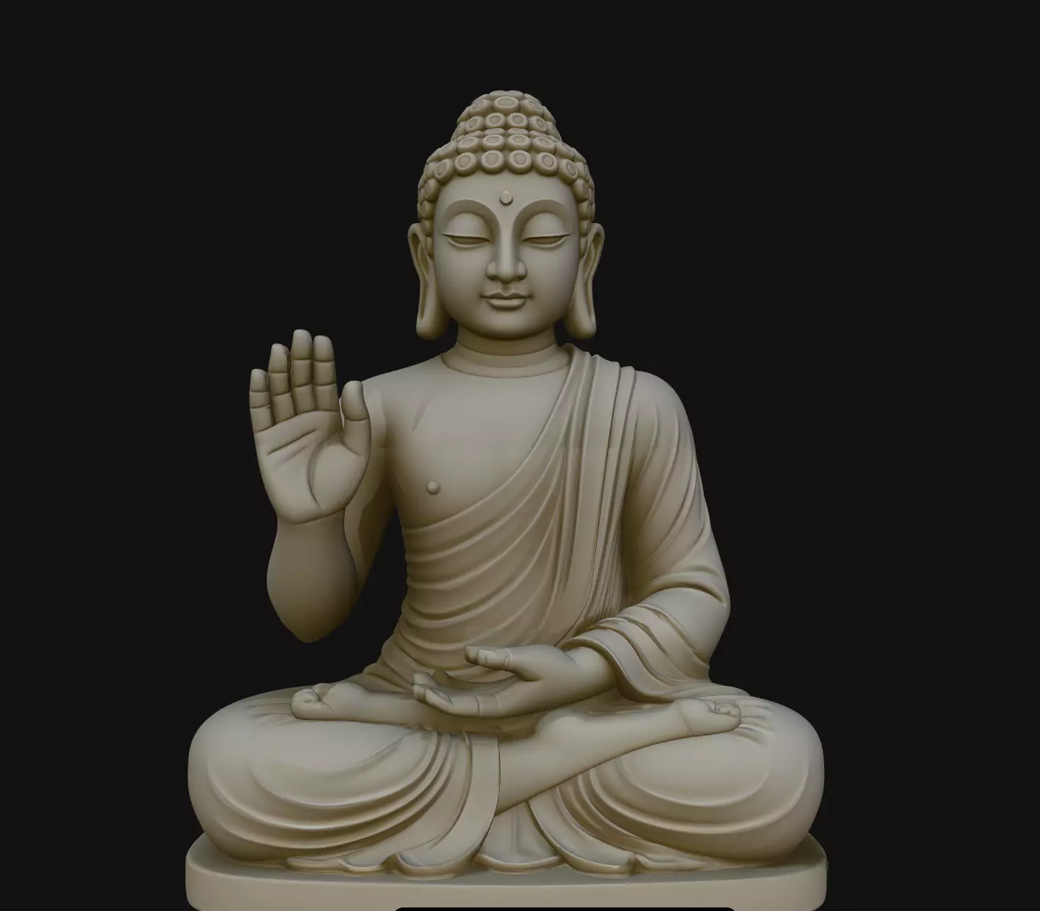 Seated Buddha Blessing Hand Sculpture Statue STL 3D print model